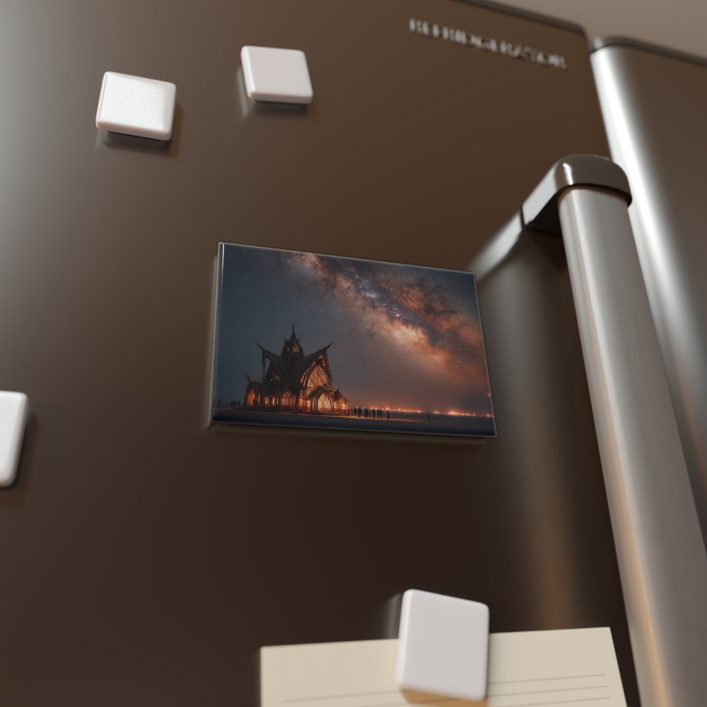 Starlit Cathedral Magnet – Where Milky Way Meets Wooden Wonder