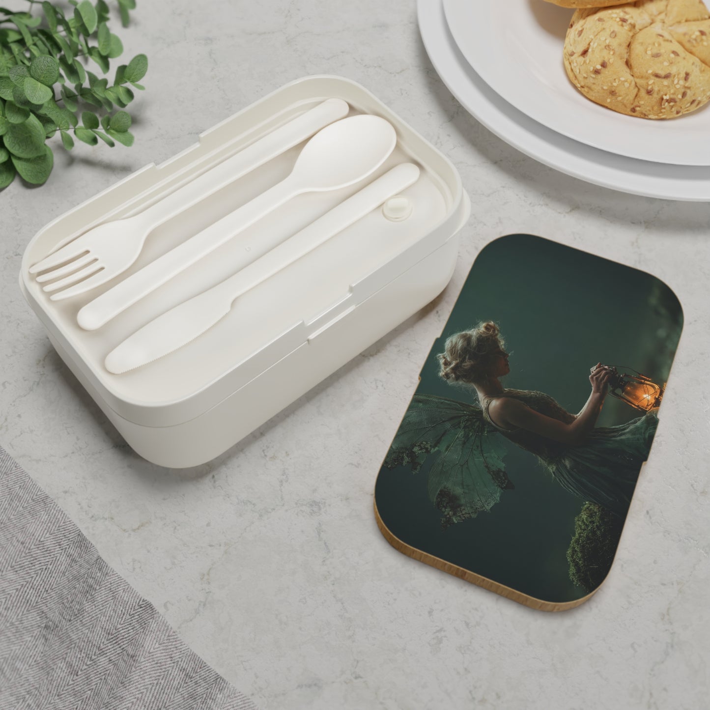 Moss-Kissed Fairy Lantern Bento Lunch Box – Whispering Forest Glow