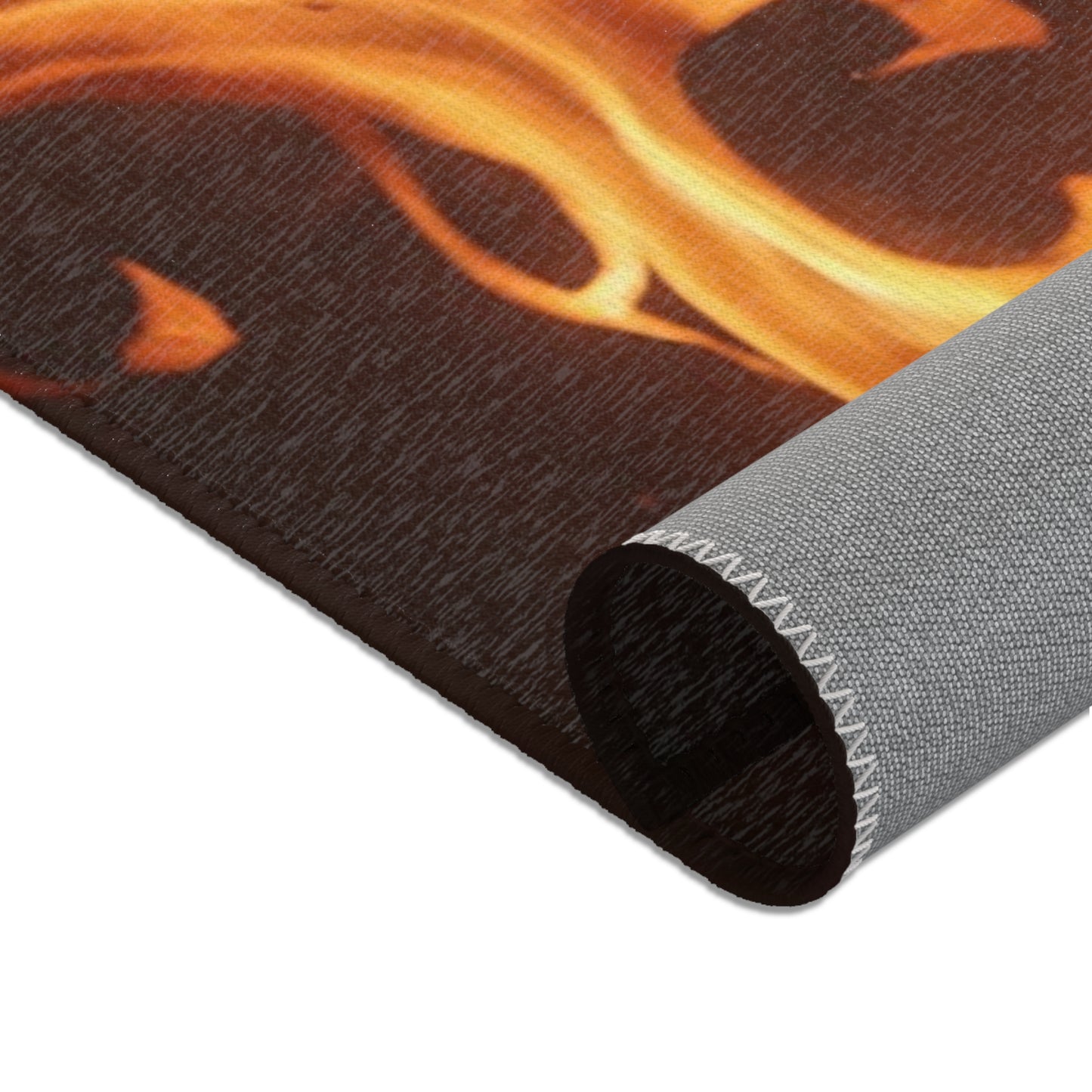 Flamebound Sentinel Area Rug – Ember-Wreathed Warrior Dreamscape