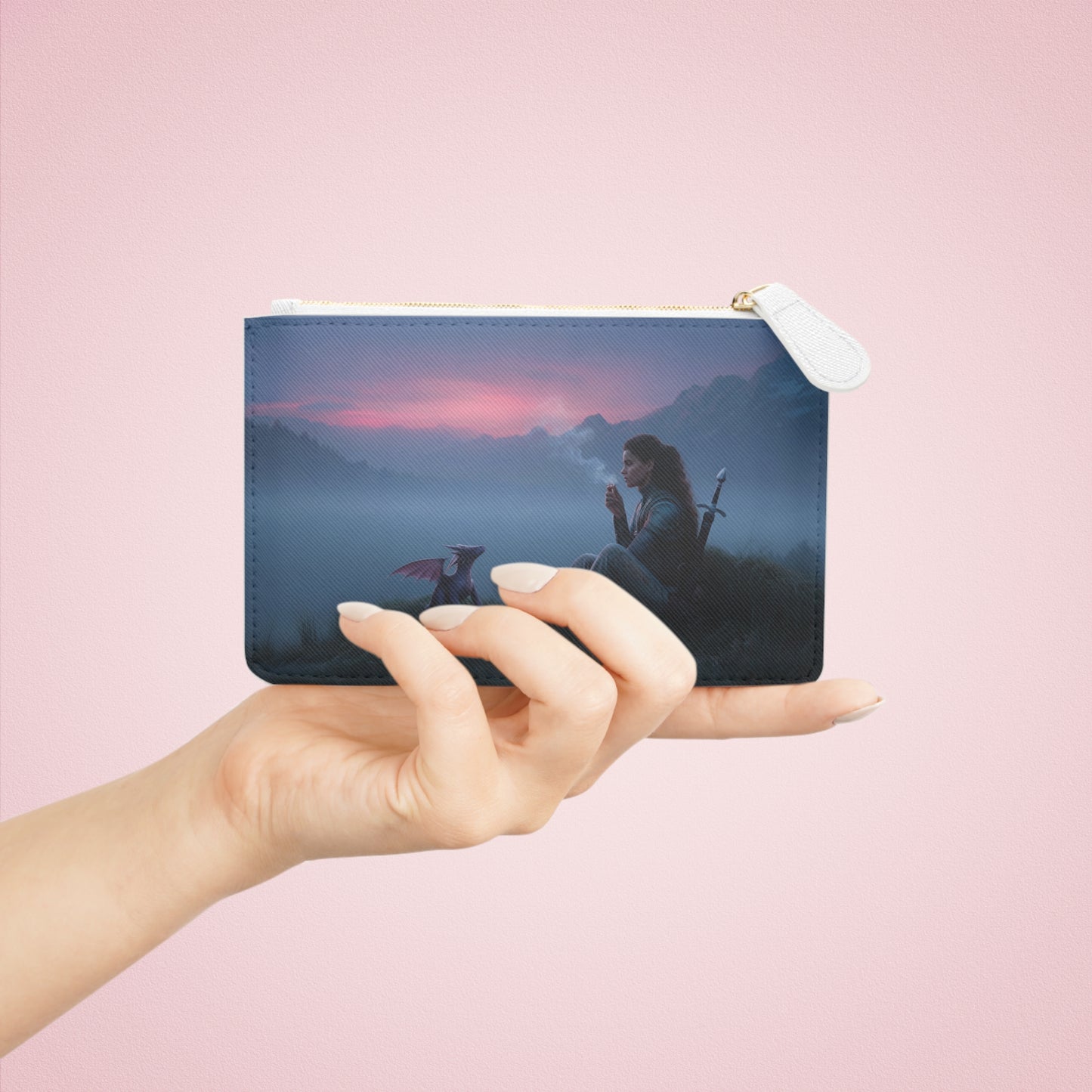 Twilight Sentinel Mini Clutch Bag – Mountain Mist and Dragon Companion
