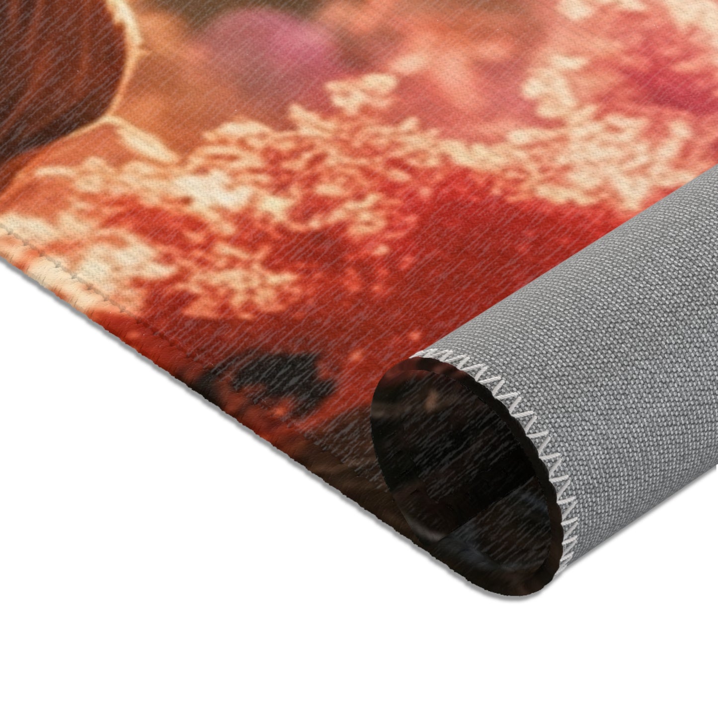 Crimson Canopy Love Rug – Sunset Embrace Under Whispering Trees