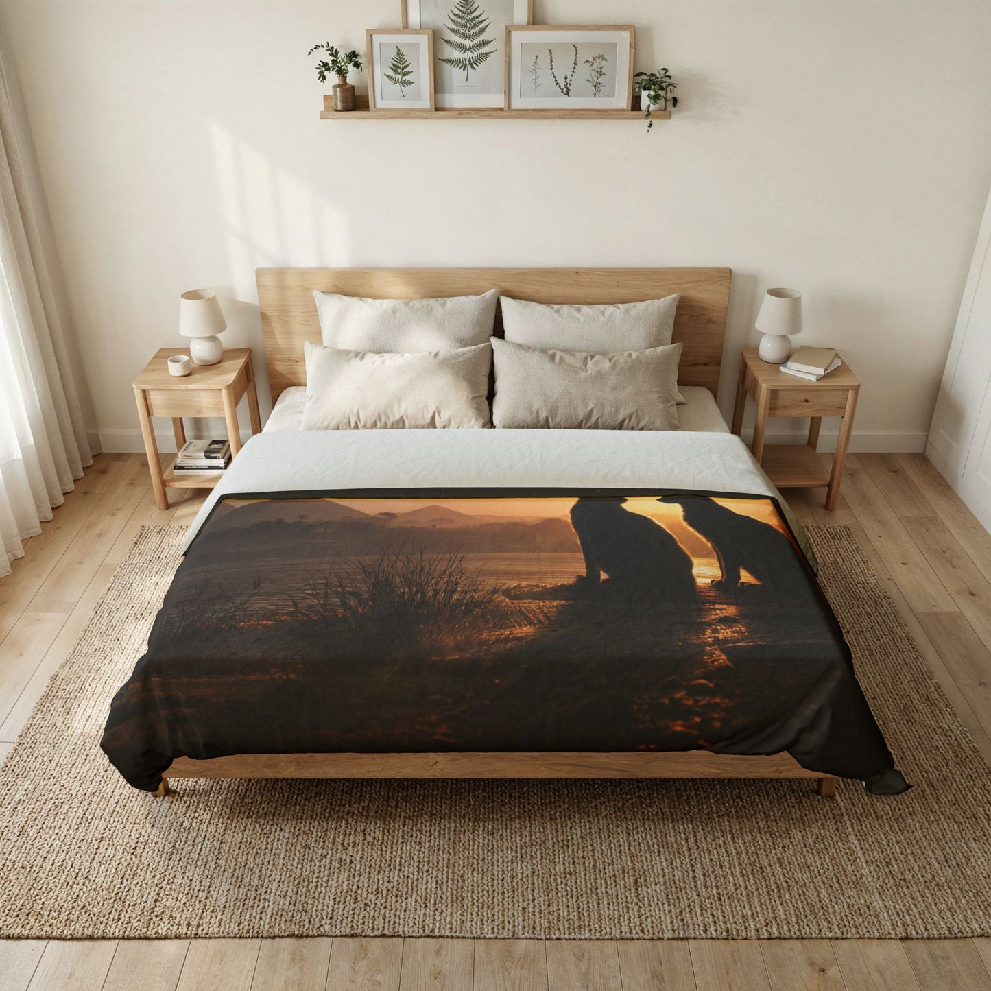 Starry Pyramids Cats Duvet Cover – Golden Nile Twilight Dreamscape