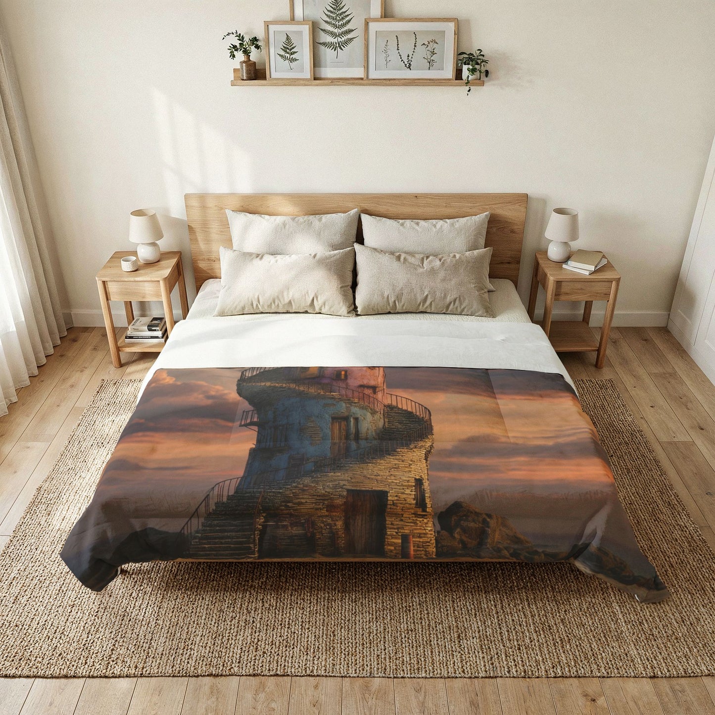 Twisted Lighthouse Cotton Comforter – Sunset Sentinel Tower