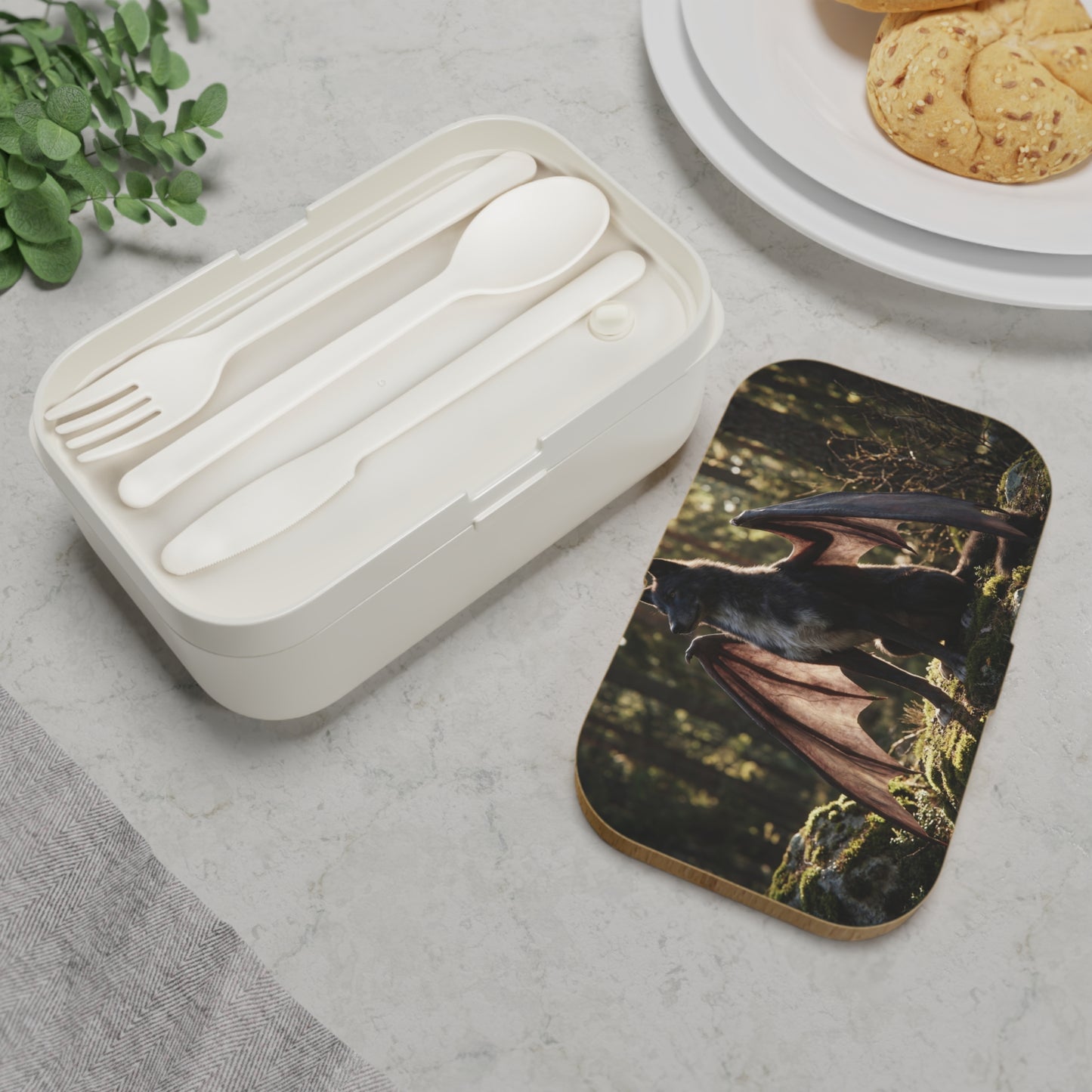 Winged Wolf Forest Bento Lunch Box – Sunlit Sentinel of the Ancient Grove