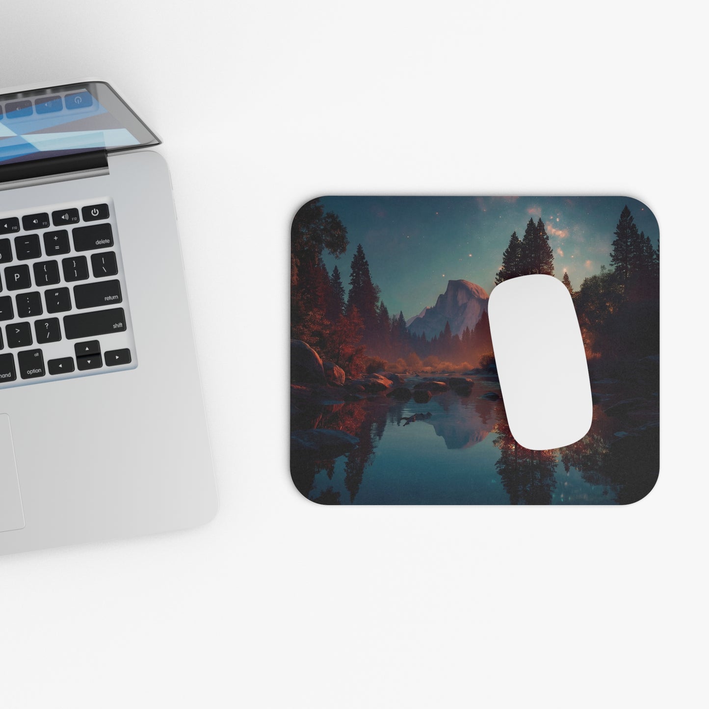 Starlit River Reflection Mouse Pad – Half Dome’s Quiet Twilight