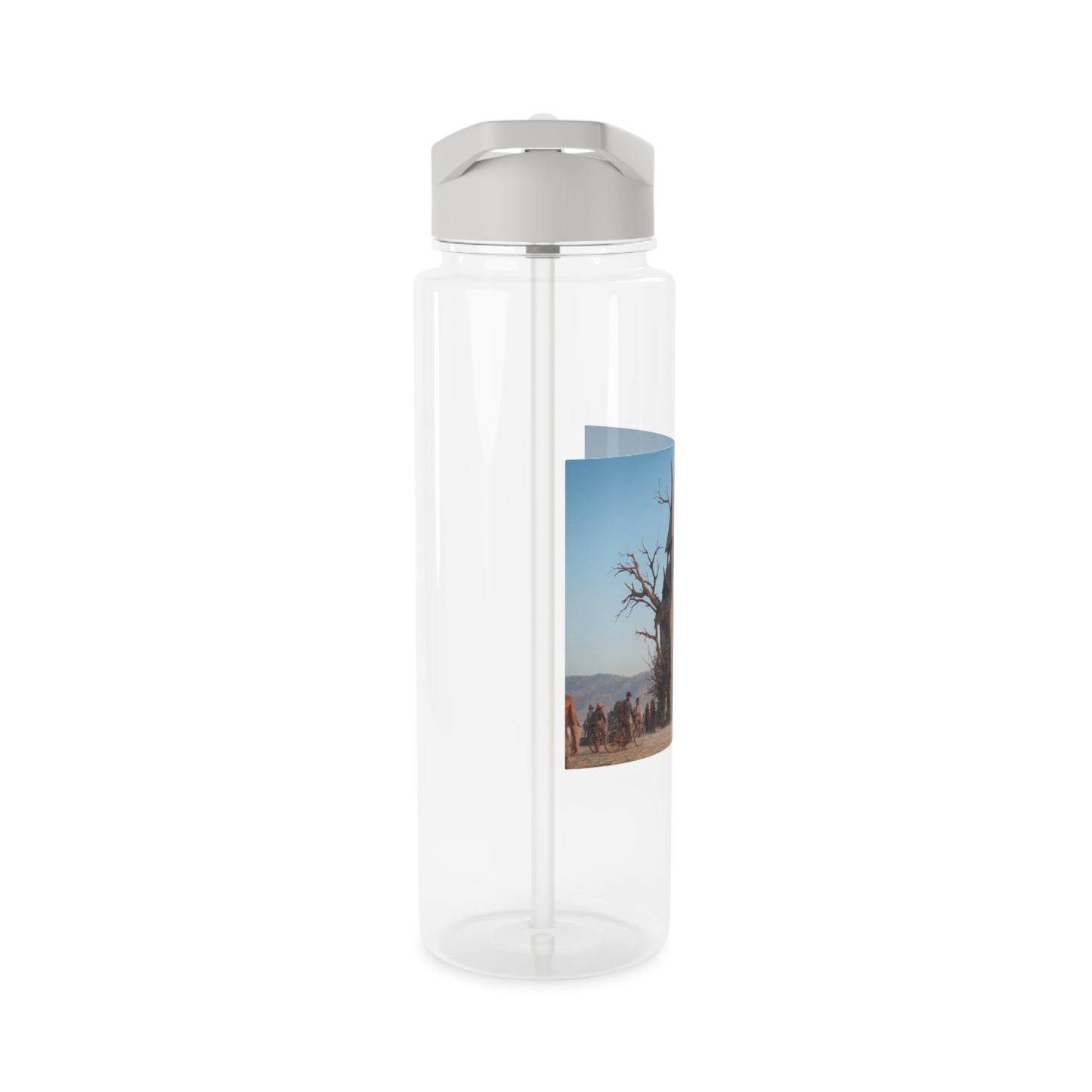 Clock Tower Tritan Water Bottle – Worn Wooden Sentinel at Sunset
