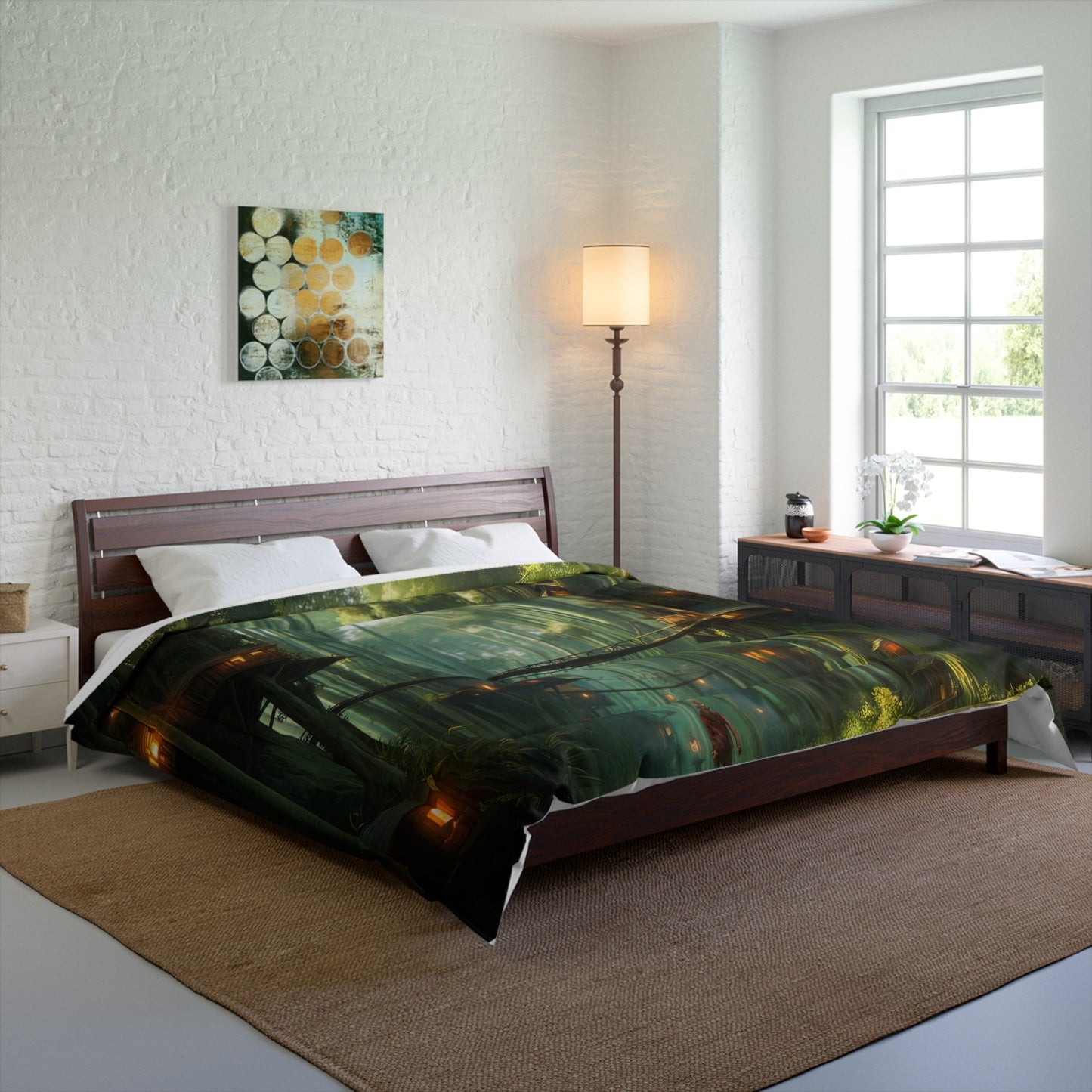 Bamboo Grove Treehouse Comforter – Warm Light Between Towering Canopy
