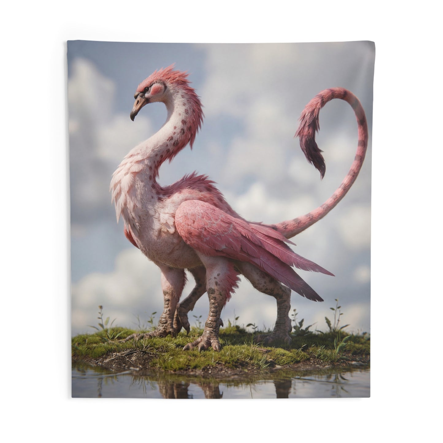 Pink Feathered Sentinel Indoor Wall Tapestries – Dawn’s Soft-Feathered Watcher