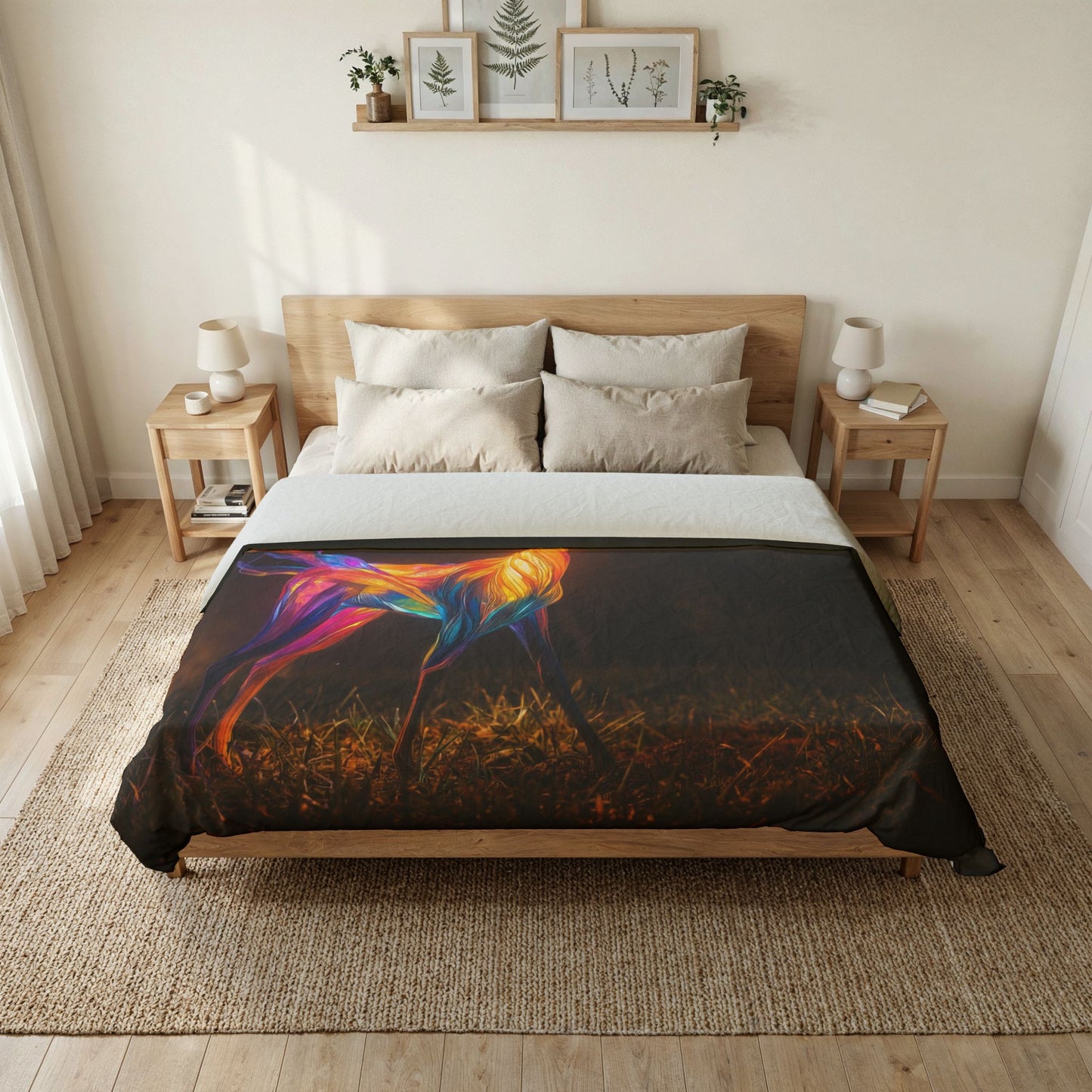 Prism Stag Cotton Duvet Cover – Luminous Forest Guardian