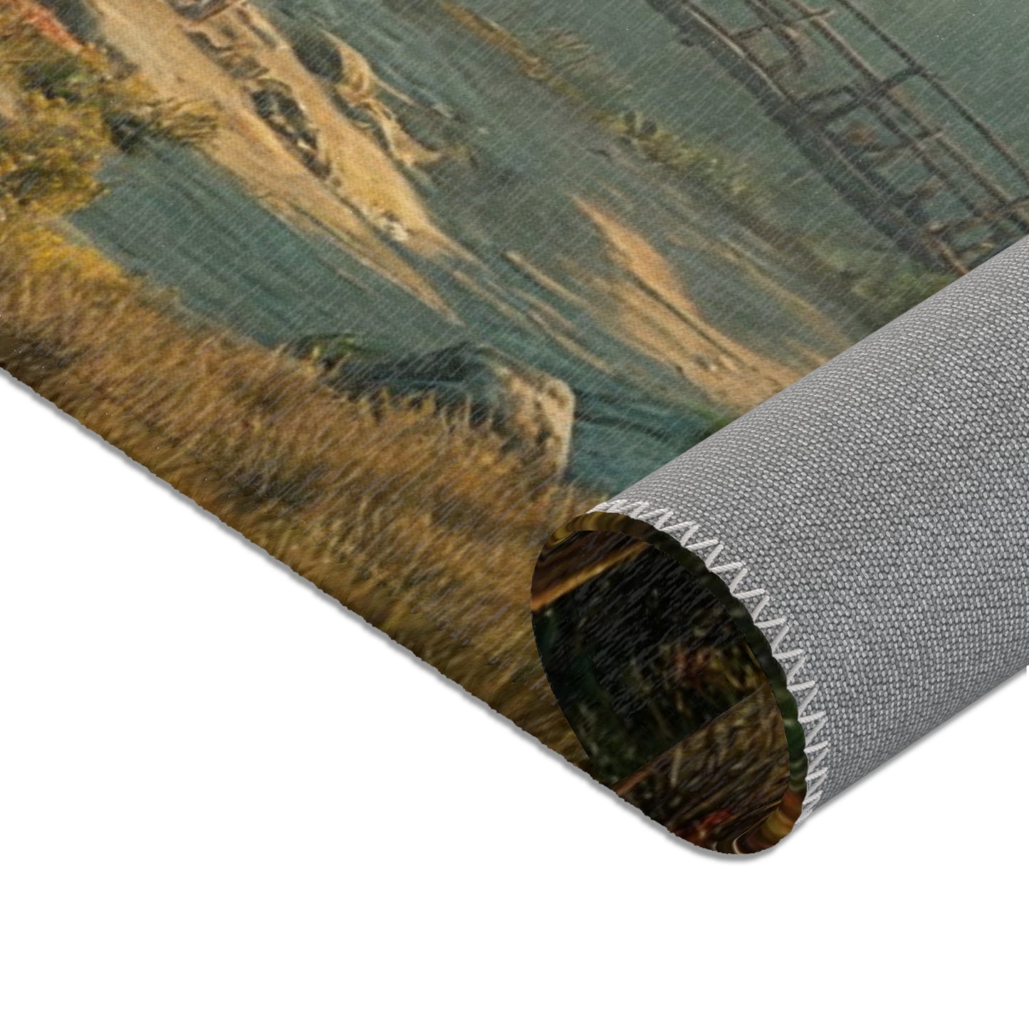 Treehouse Haven Area Rugs – Emerald Cabin Perched in Misty Pines