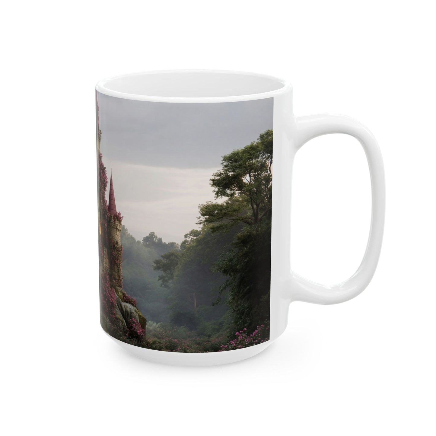 Rose-Clad Castle Ceramic Mug – Twilight Bloom Sanctuary