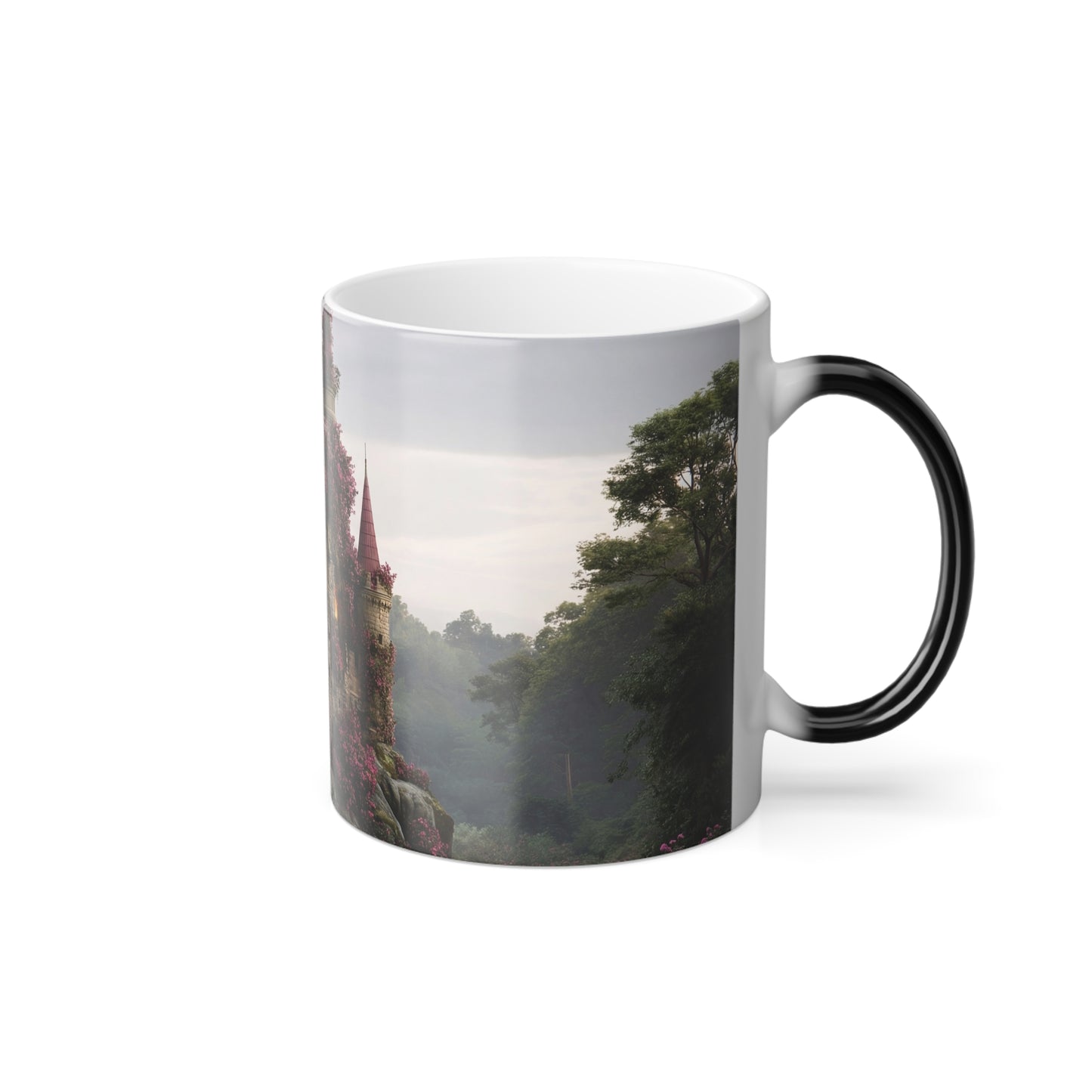 Rose-Encrusted Castle Mug, 11oz – Twilight Garden Sanctuary