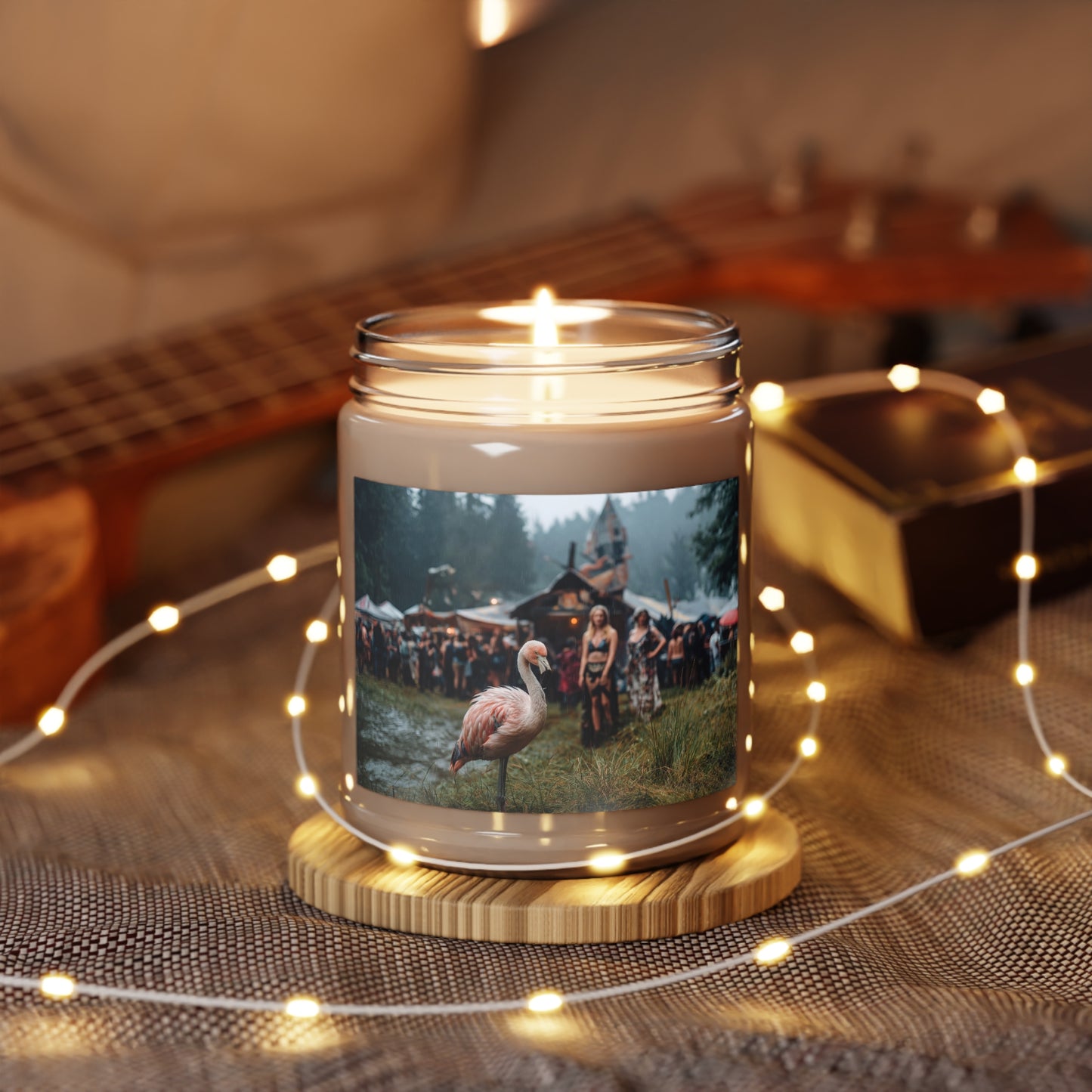 Rain-Slicked Flamingo Scented Soy Candles with White Lid, 9oz – Whispering Forest Afterglow