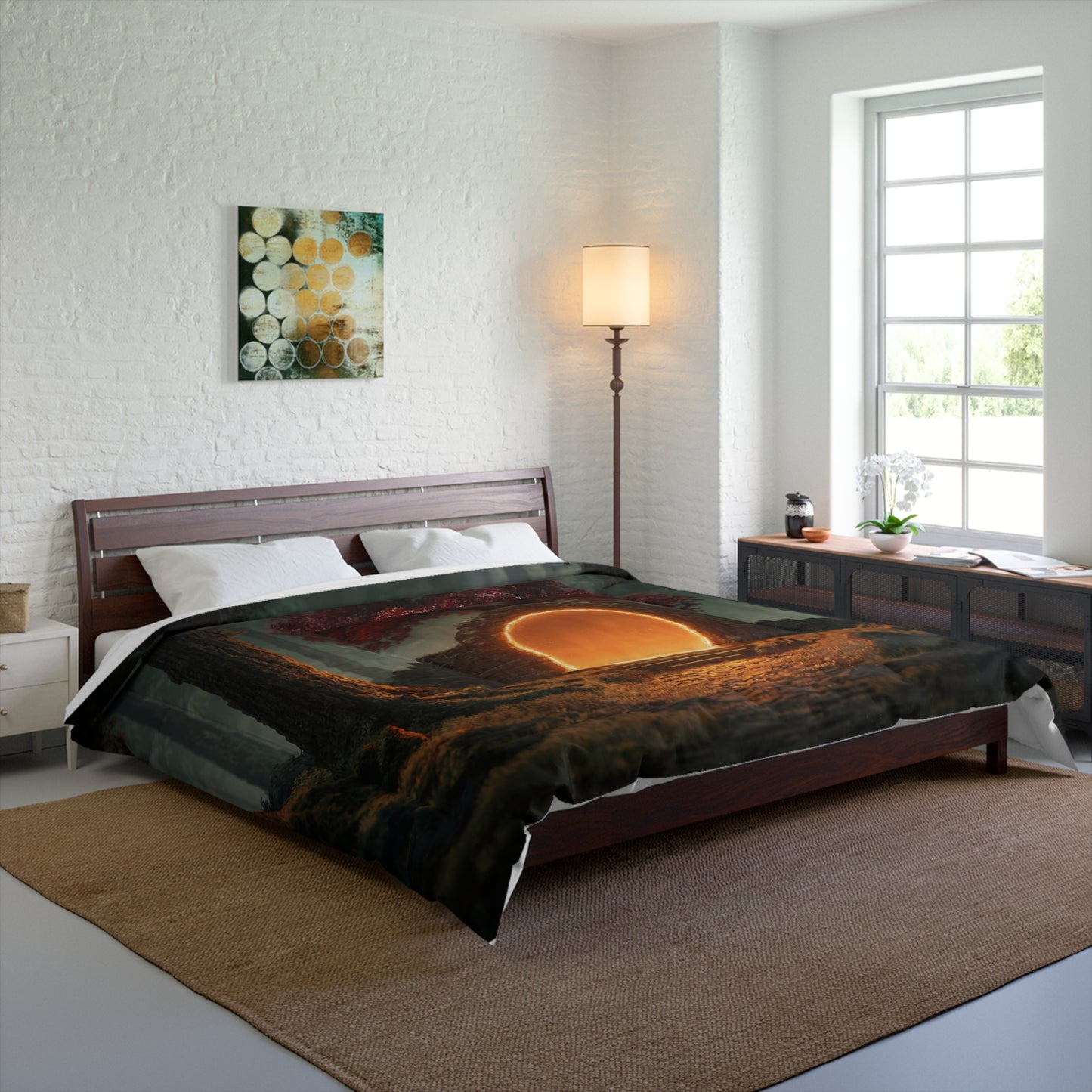 Portal Tree Comforter – Crimson Canopy Gateway Dreamscape