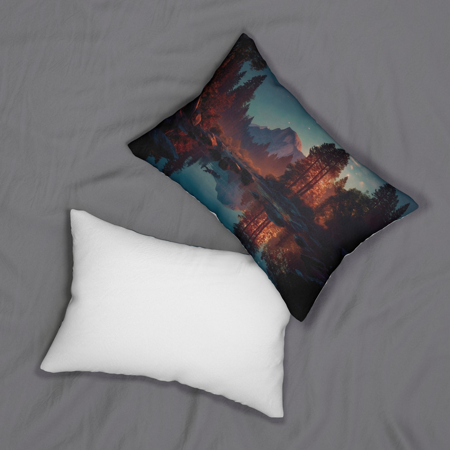 Starlit River Reflection Lumbar Pillow – Half Dome’s Whispering Twilight