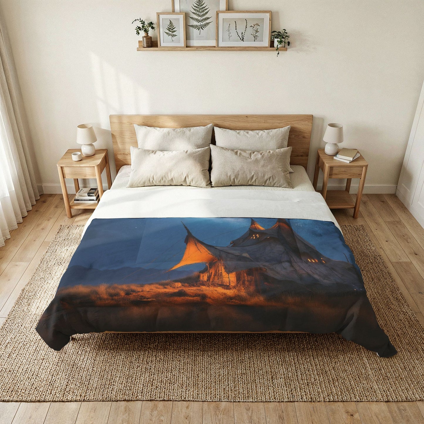 Star-Struck Wanderer Cotton Comforter – Desert Campfire Nightscape