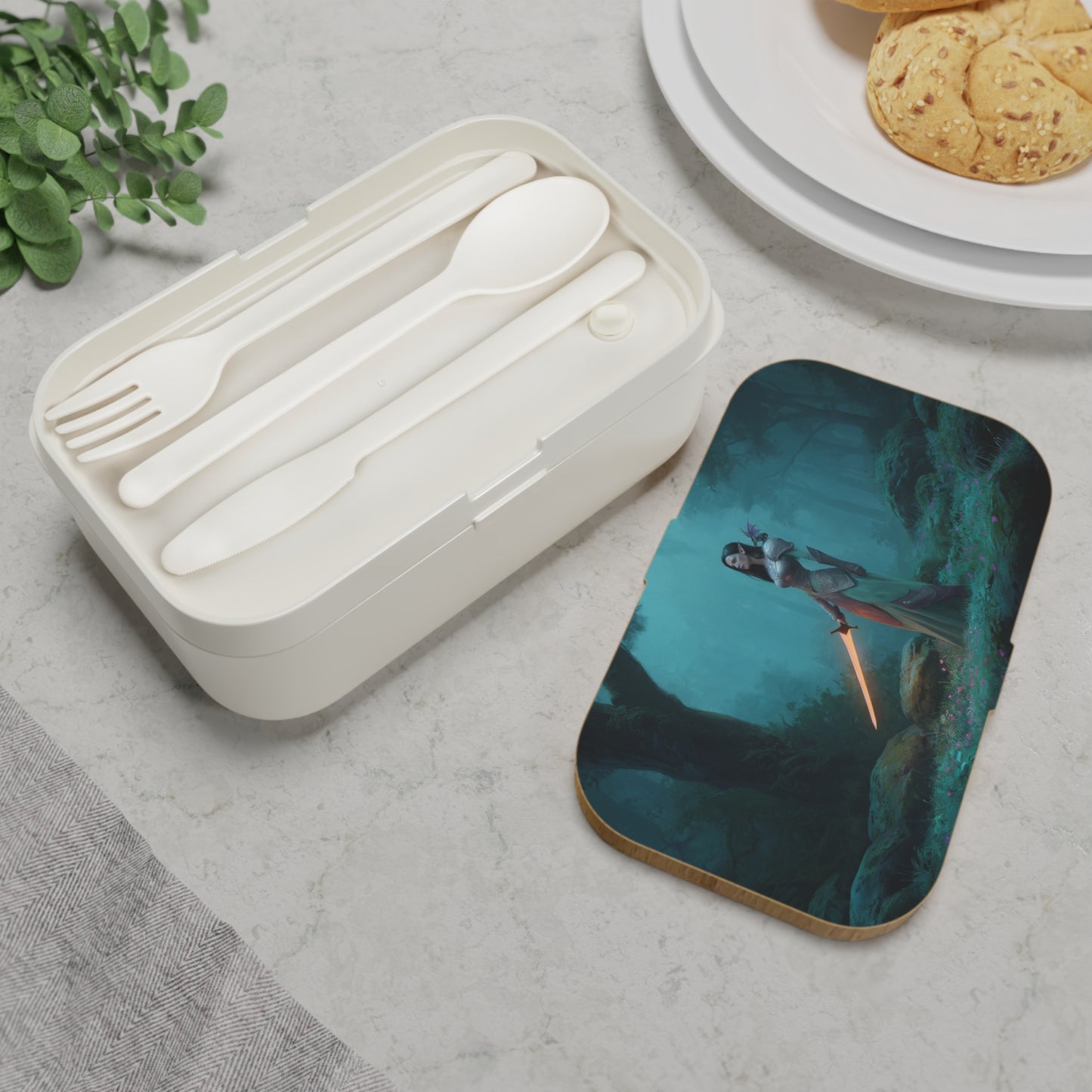 Elven Warrior with Glowing Sword Bento Lunch Box – Twilight Grove Guardian