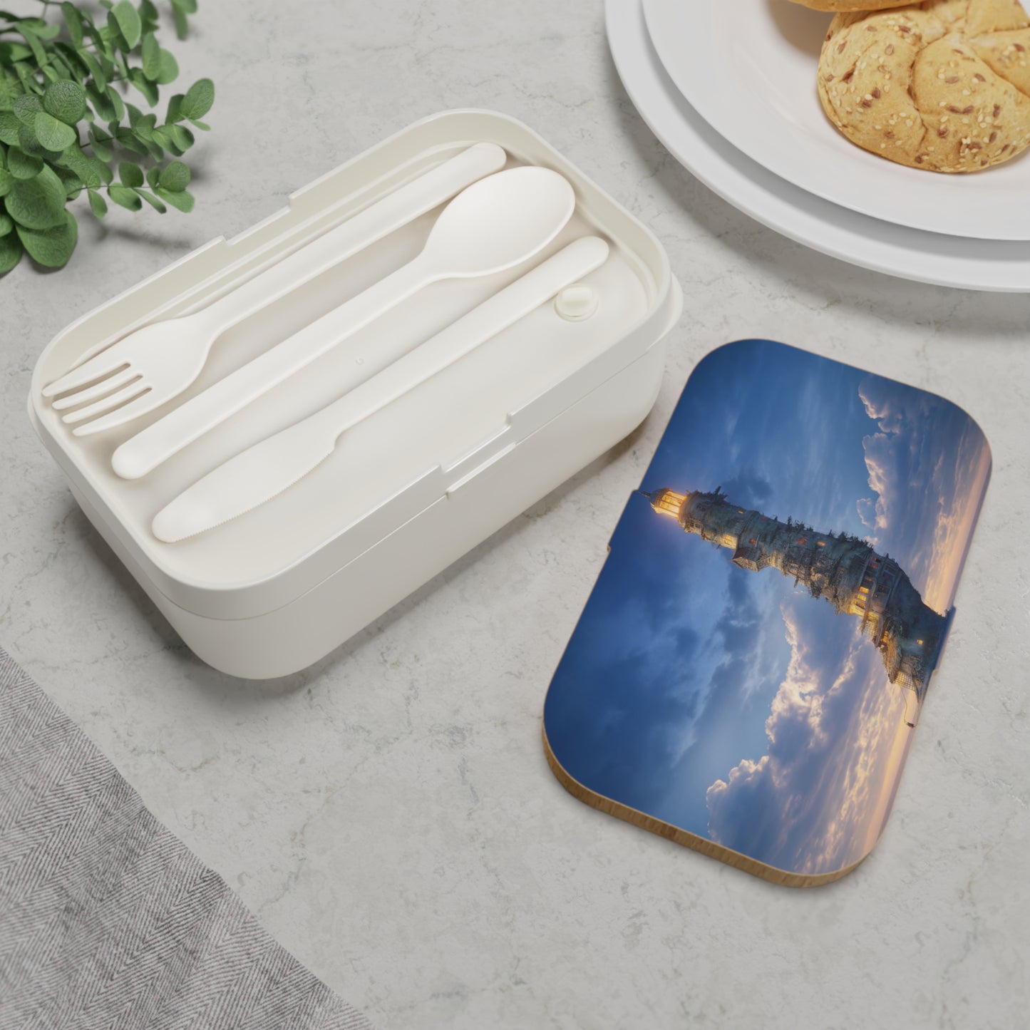 Skyward Lighthouse Bento Lunch Box – Twilight Beacon Dreamscape