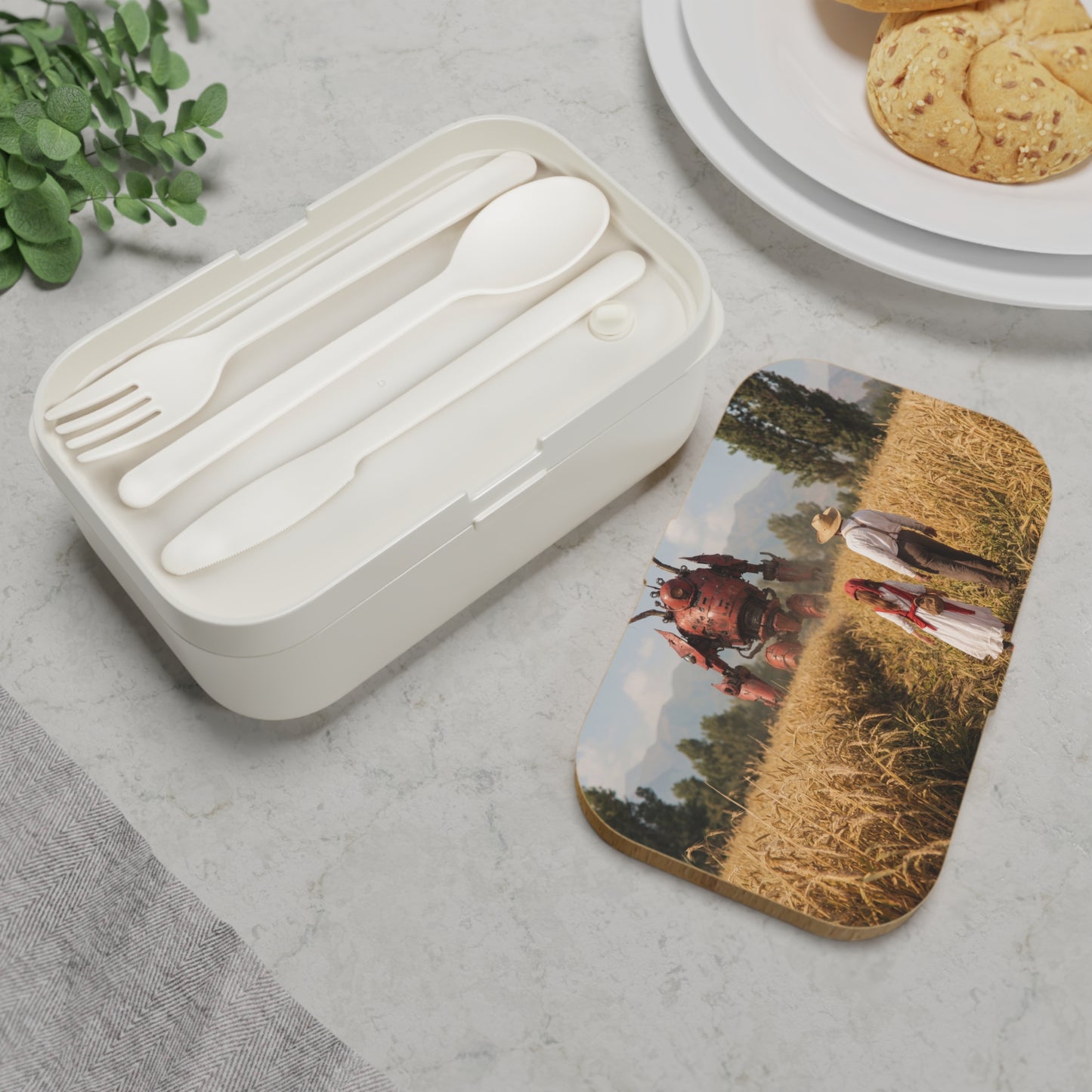 Rusty Guardian Bento Lunch Box – Wheat Field Encounter with a Gentle Giant