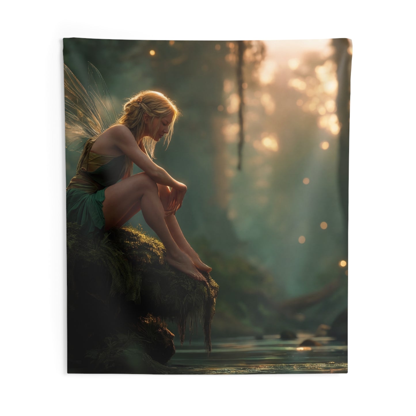Sunlit Forest Fairy Indoor Wall Tapestries – Golden Hour Sanctuary