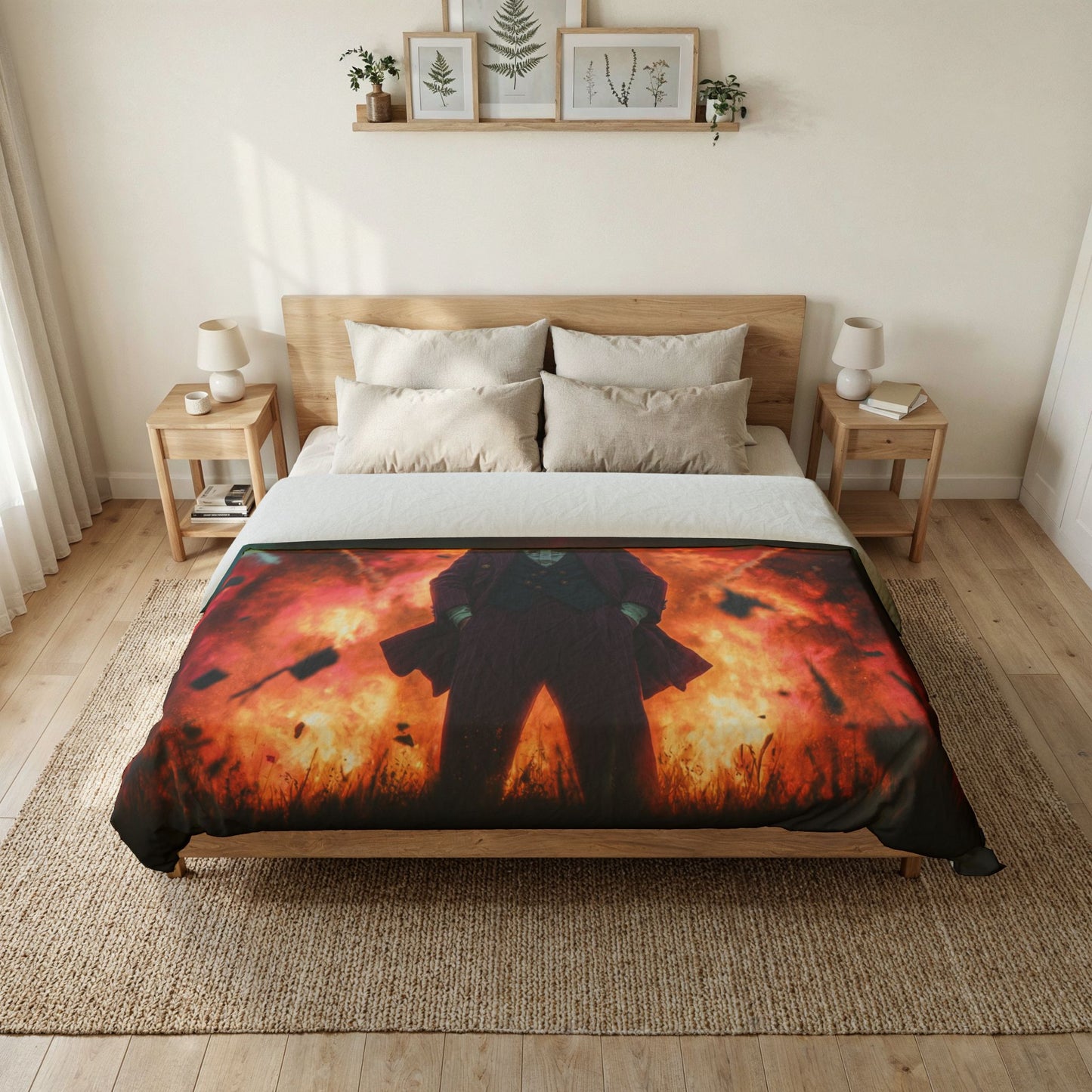 Crimson Cloud Cotton Duvet Cover – Steampunk Hero Explosion Art
