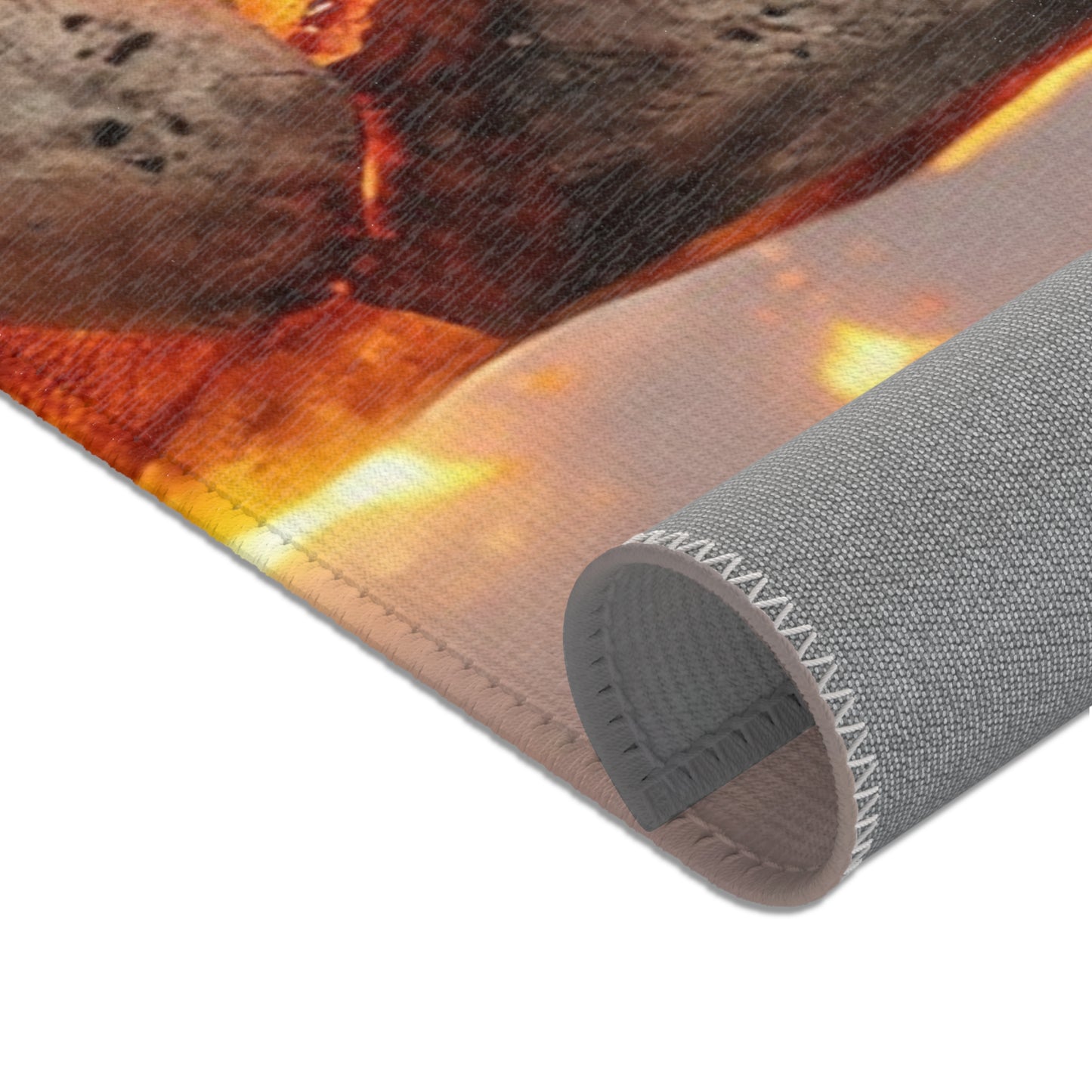 Fiery Awakening Area Rug – Crumpled Paper Soul in Blaze