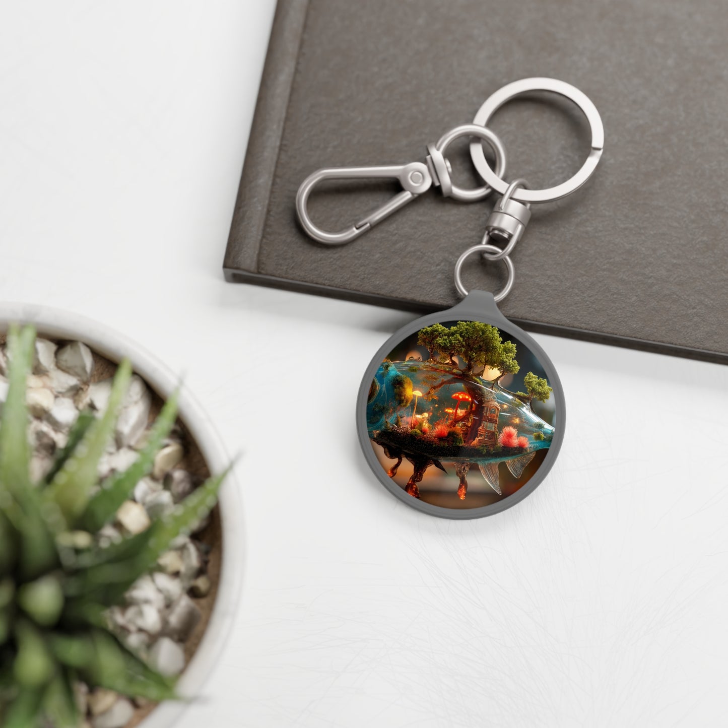 Forest Within Fish Keyring Tag – Bioluminescent Twilight Sanctuary