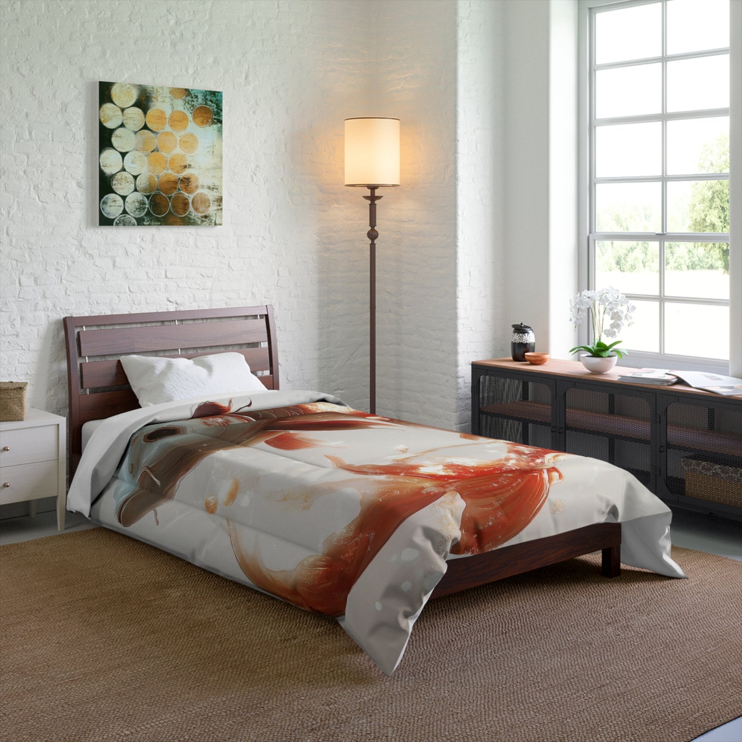 Child on Glowing Koi Comforter – Warm Currents of Wonder