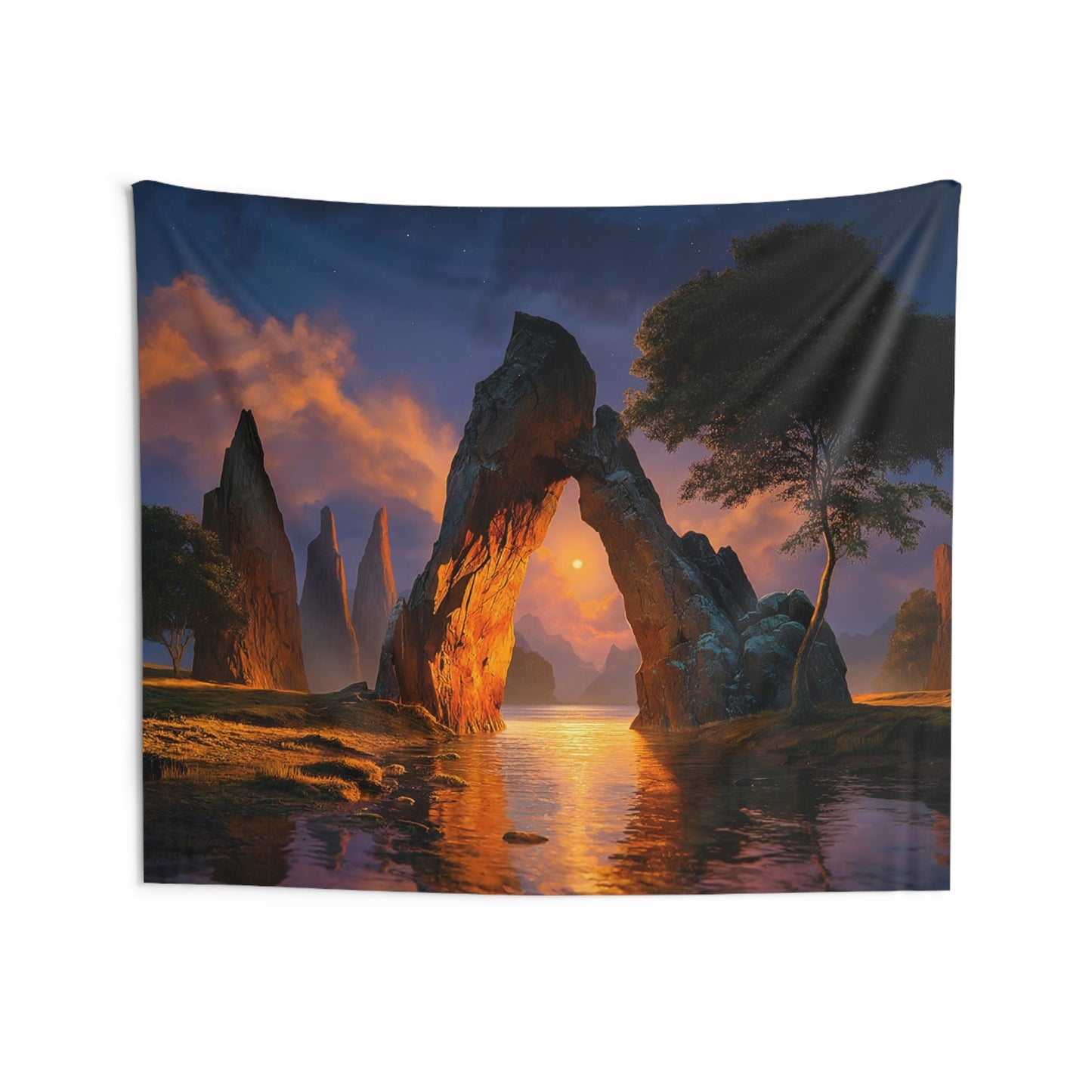 Celestial Archway Wall Tapestry – Twilight Gateway Over Whispering Waters