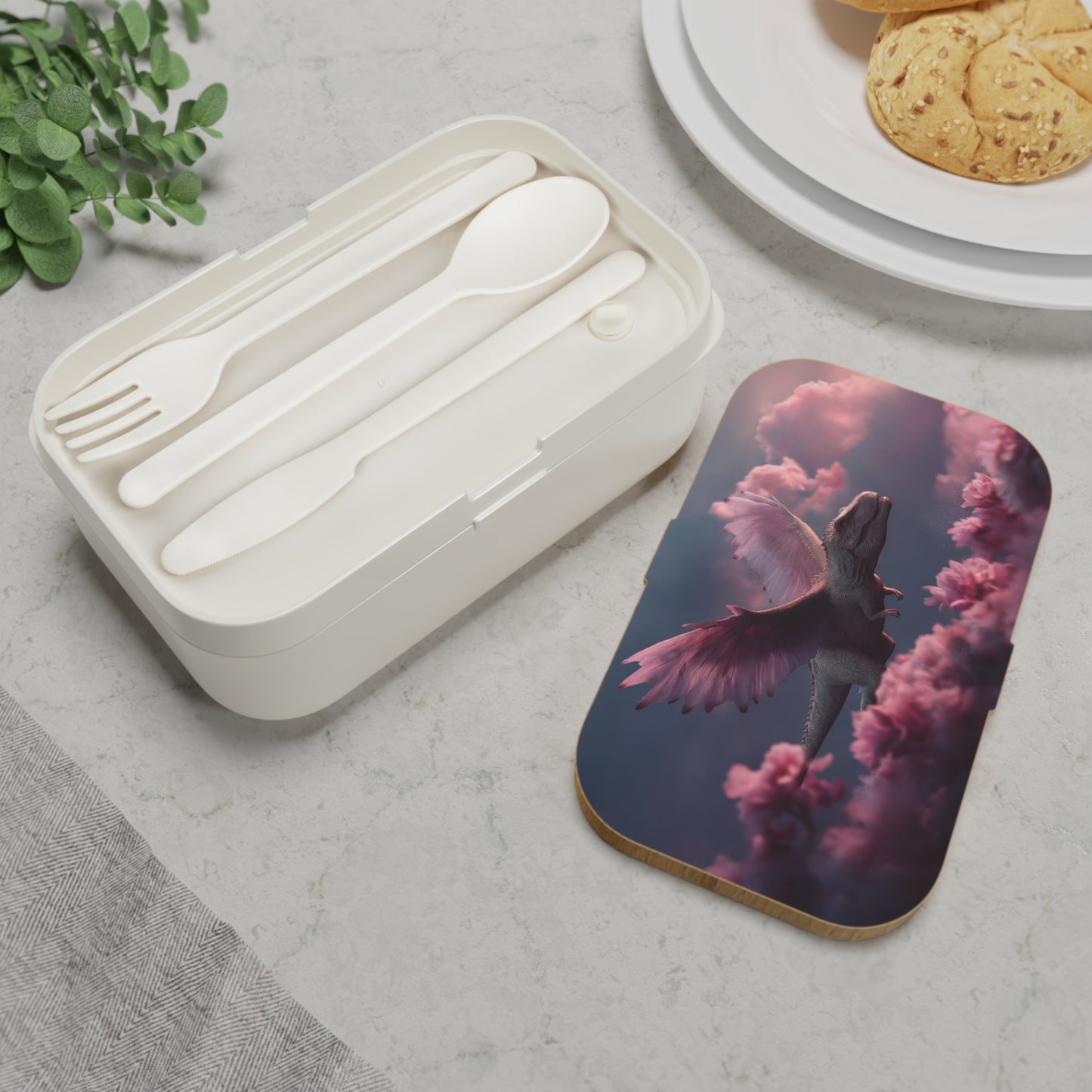 Pink-Feathered Dragon Bento Lunch Box – Soaring Through Cherry Blossom Clouds
