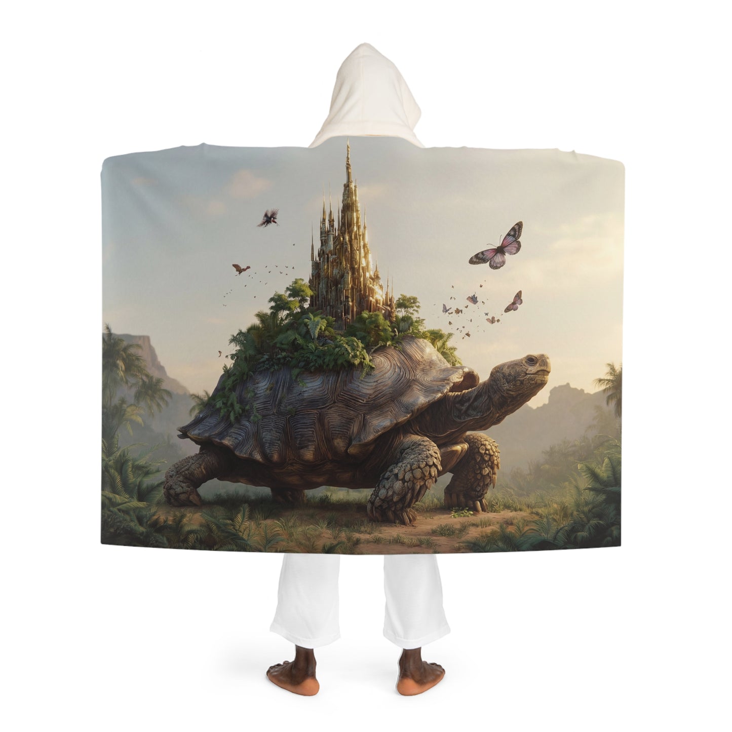 Turtle-Castle Guardian Blanket – Sunlit Jungle Sanctuary