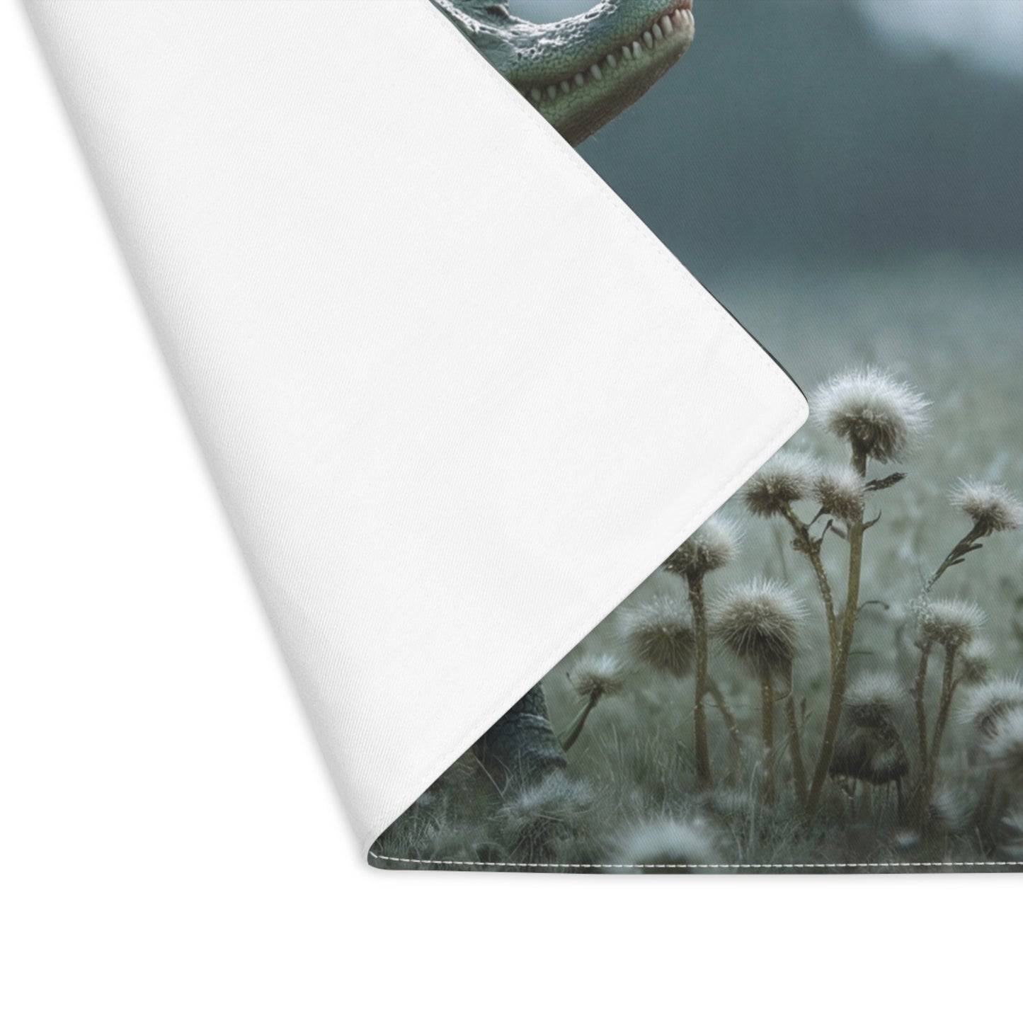 Curious Caiman Placemat – Azure Butterfly Whispers Through Dandelions