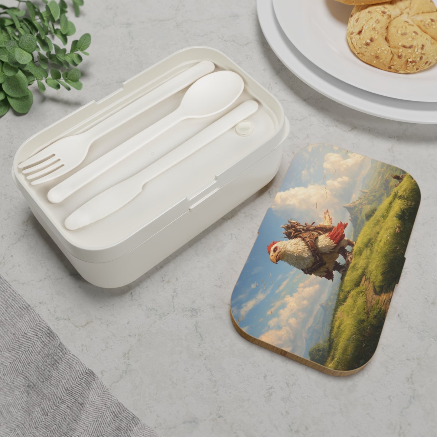 Skybound Ravenrider Bento Lunch Box – Fellowship on Feathers Over Sunlit Valleys