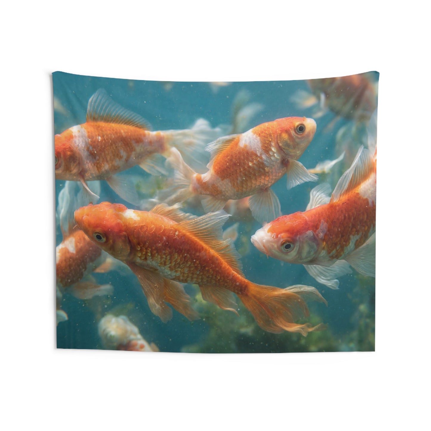 Golden School Indoor Wall Tapestries – Liquid Light in Azure Depths