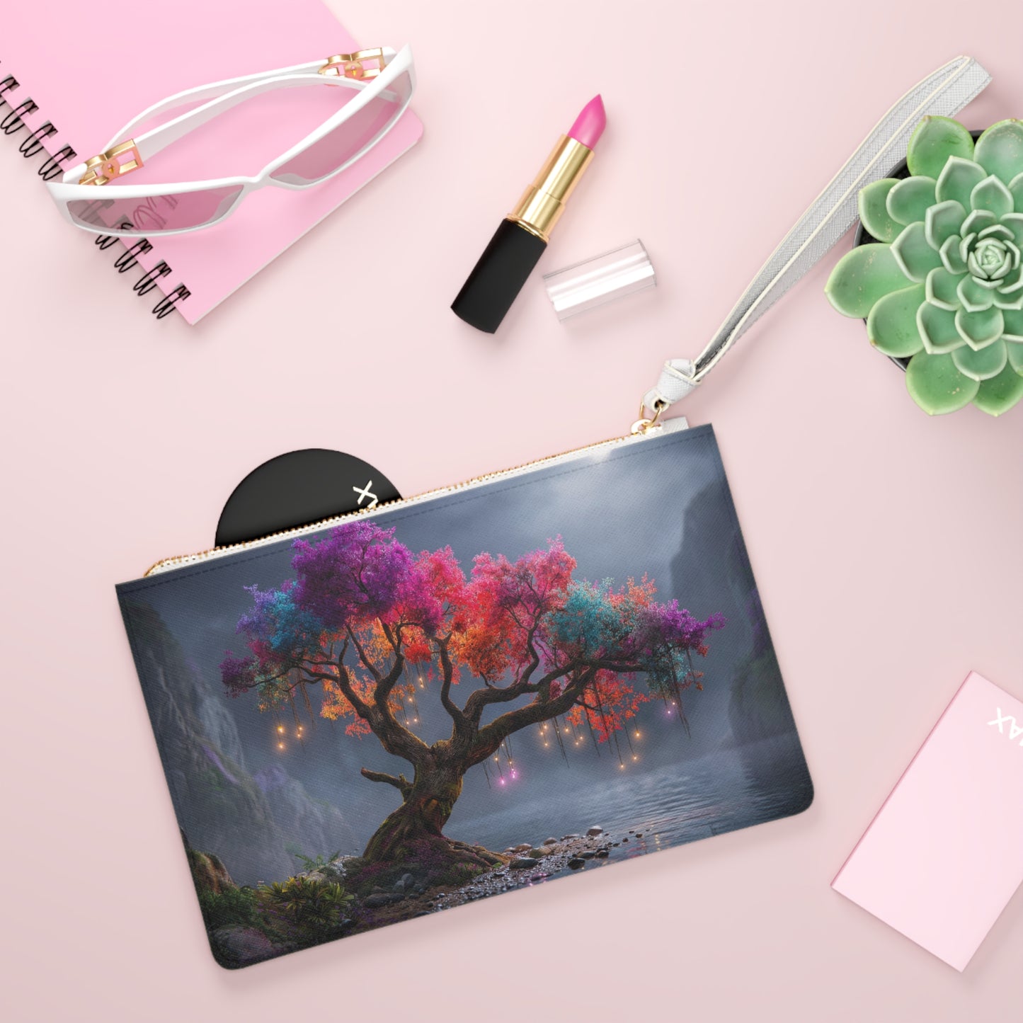Chromatic Dream Tree Clutch Bag – Twilight Bloom Sanctuary