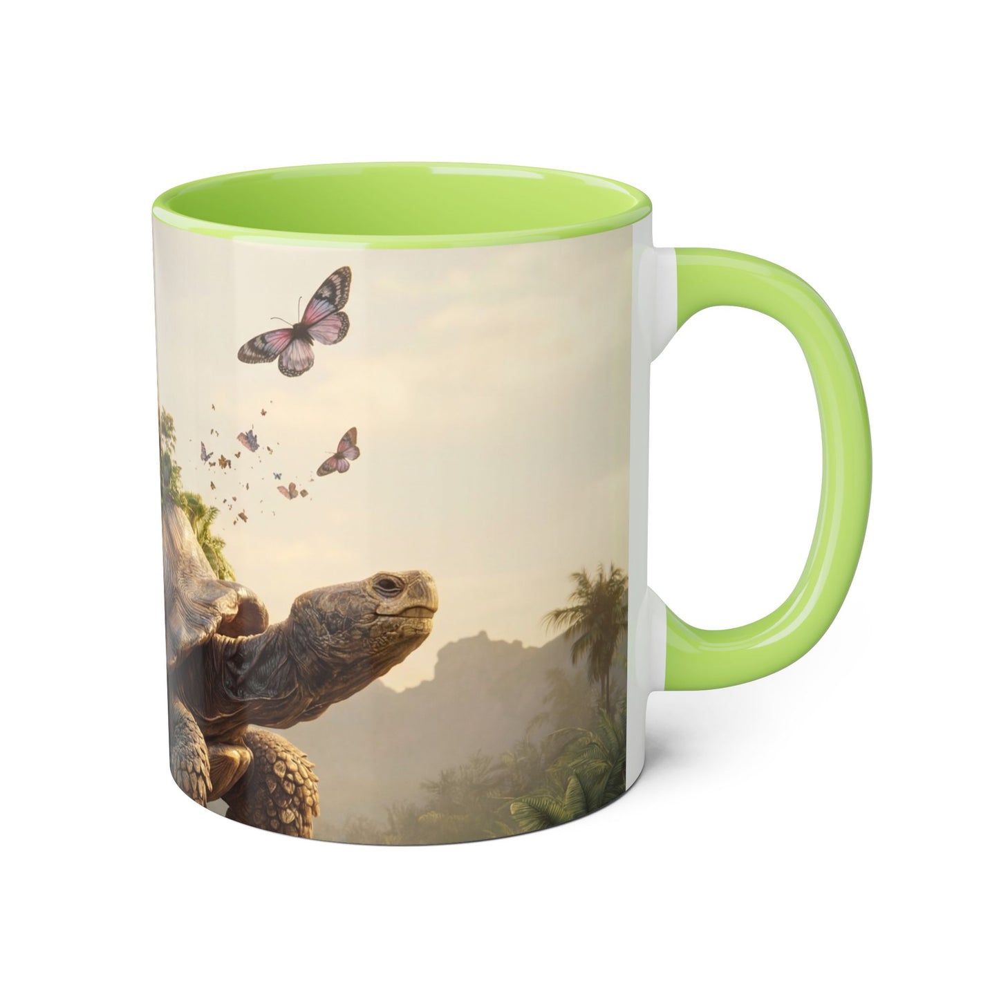 Mythic Tortoise Castle Mug – Golden Spire & Lush Grove Accent Mugs, 11oz
