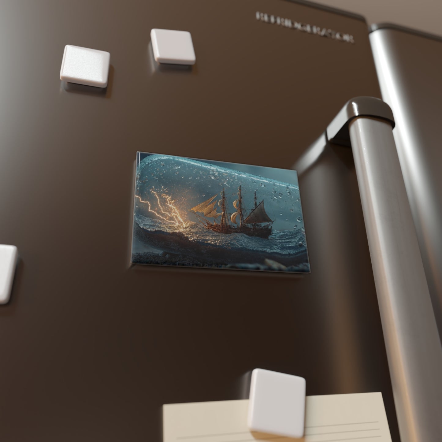 Storm-Sailed Ship in Bottle Magnet – Pocketed Tempest Dreamscape