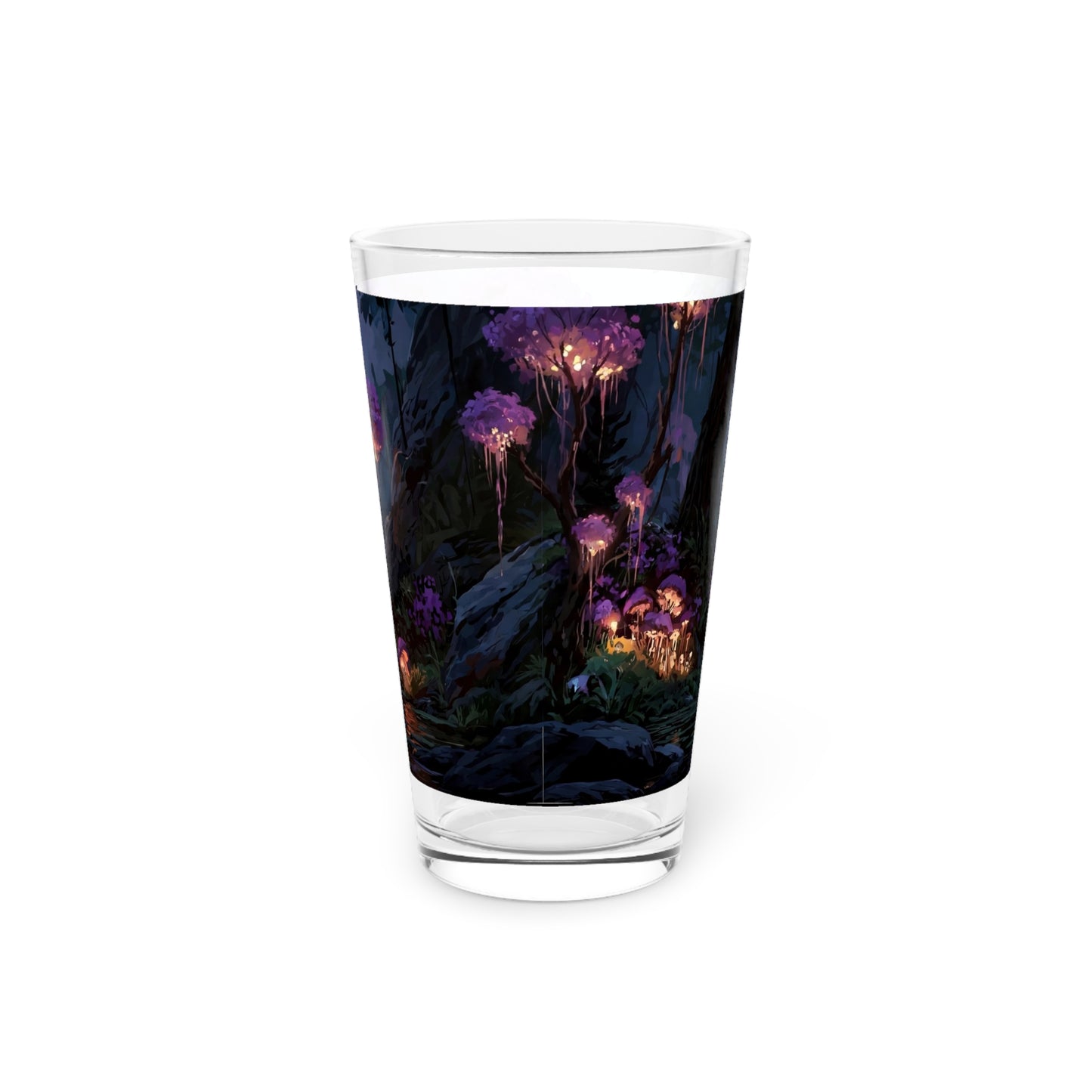 Bioluminescent Grove Pint Glass – 16oz Midnight River Serenity