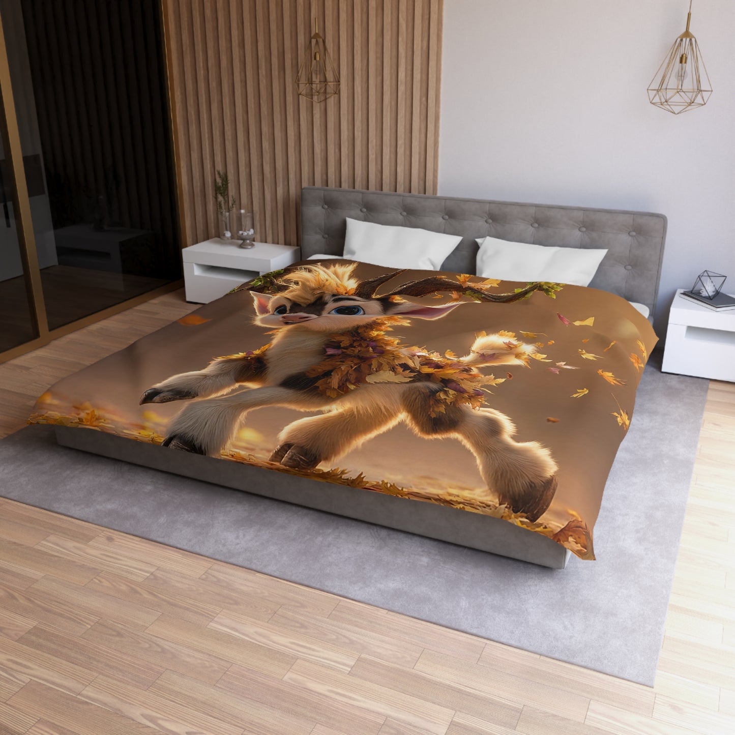Autumn Sprite Duvet Cover – Golden Leaf Dance Through Sunlight