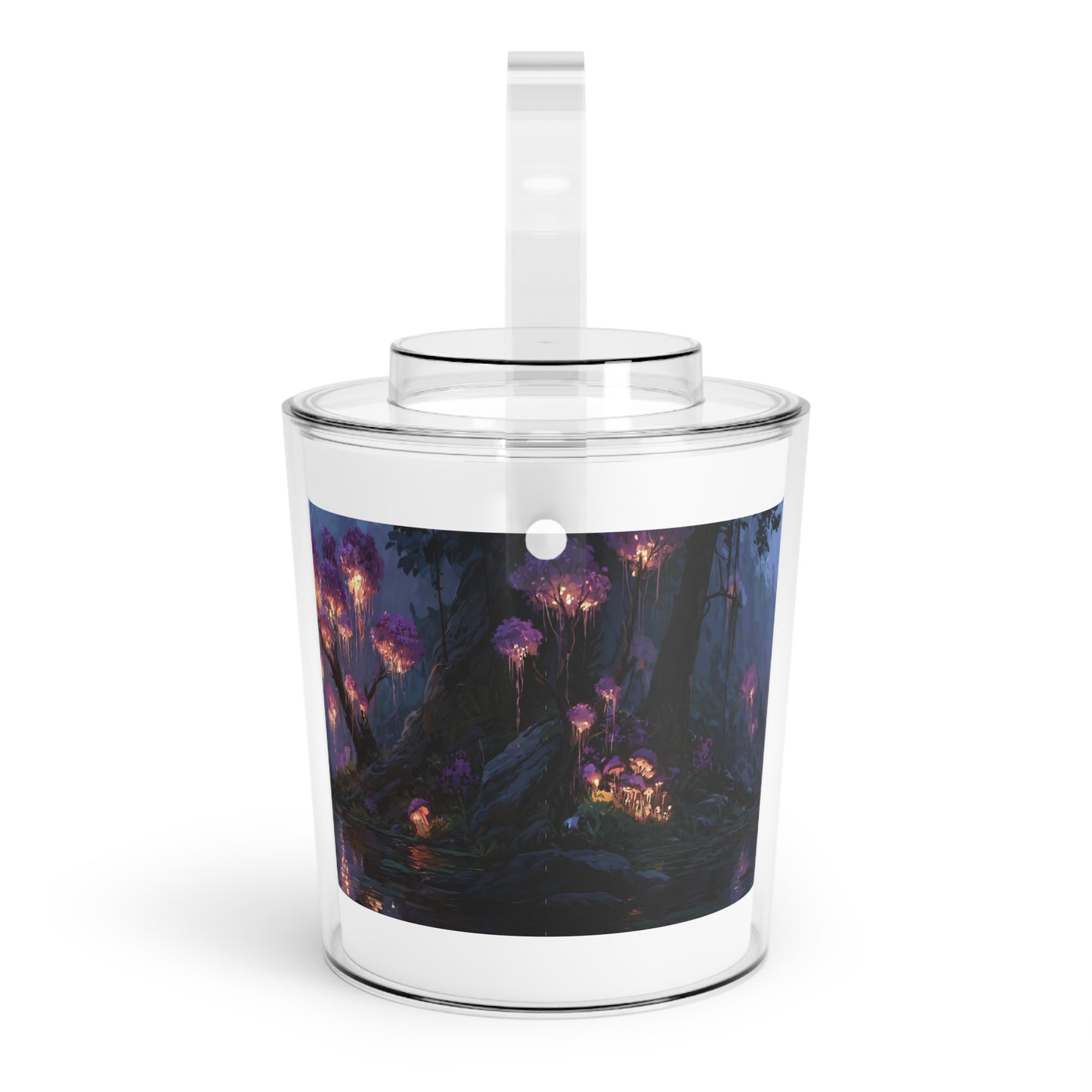 Bioluminescent Grove Ice Bucket with Tongs – Twilight River of Living Light