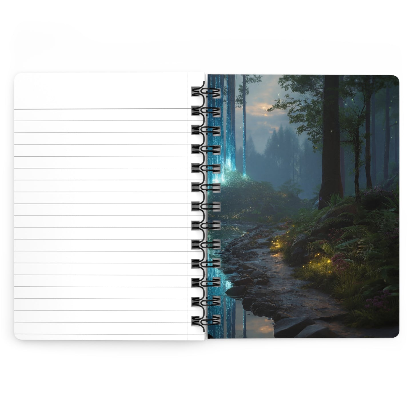 Celestial Forest Stream Spiral Bound Journal – Azure Light Reverie