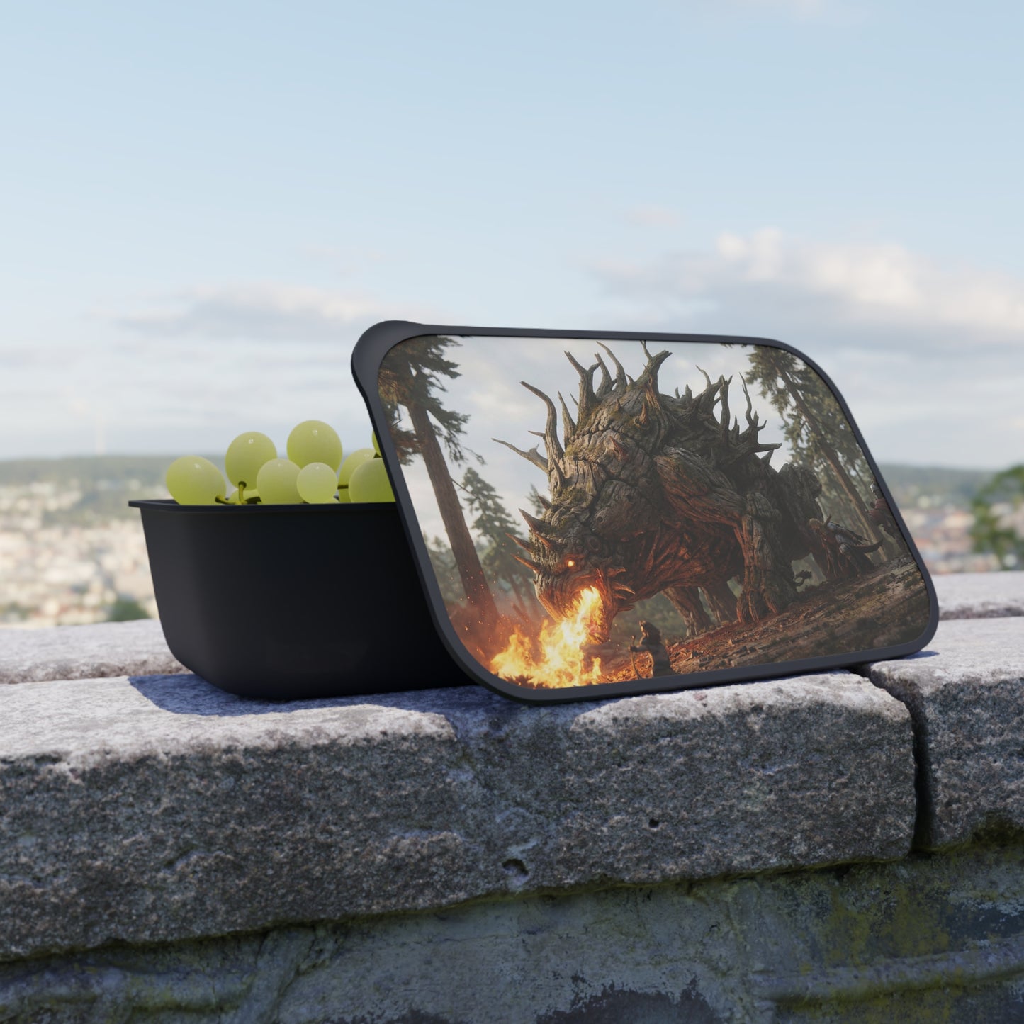 Ancient Forest Behemoth PLA Bento Box with Band and Utensils – Ember-Wreathed Guardian