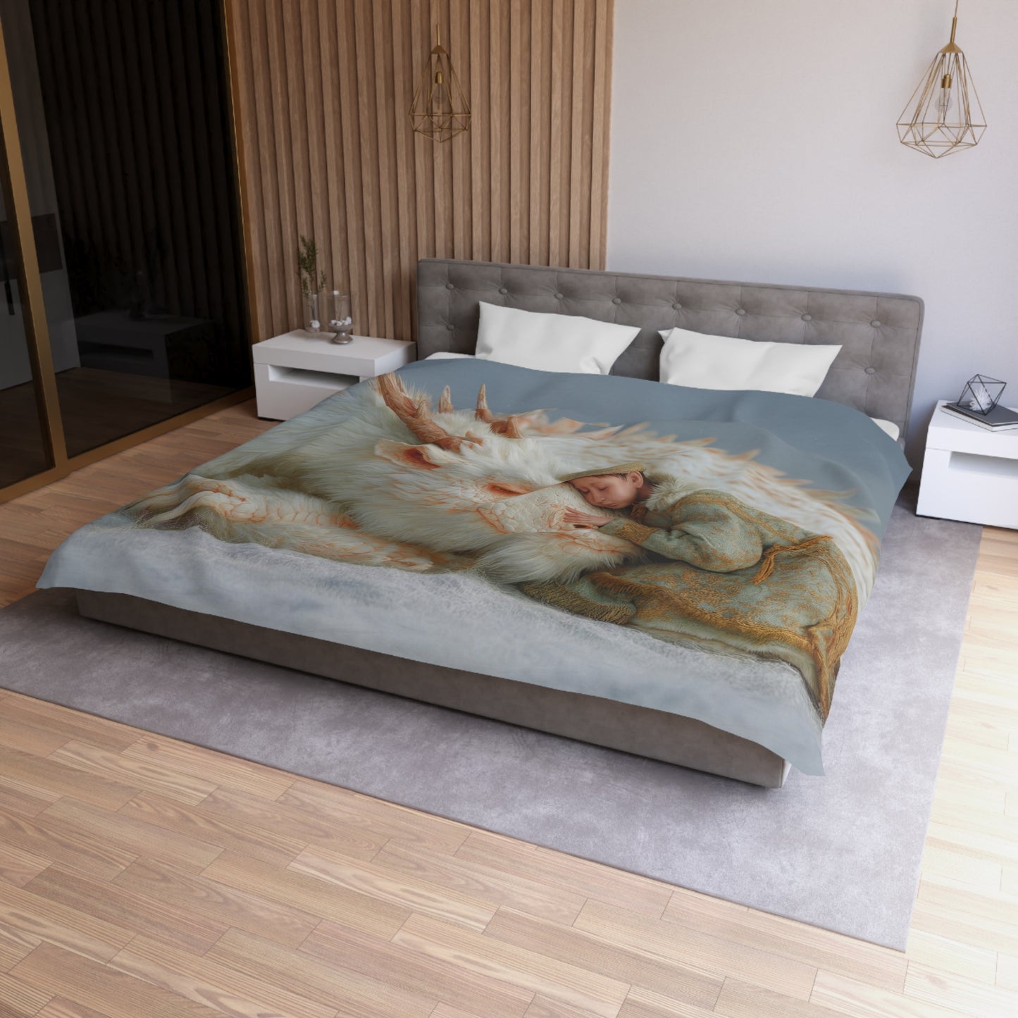 Sleeping Dragon & Child Duvet Cover – Ivory Scale Sanctuary
