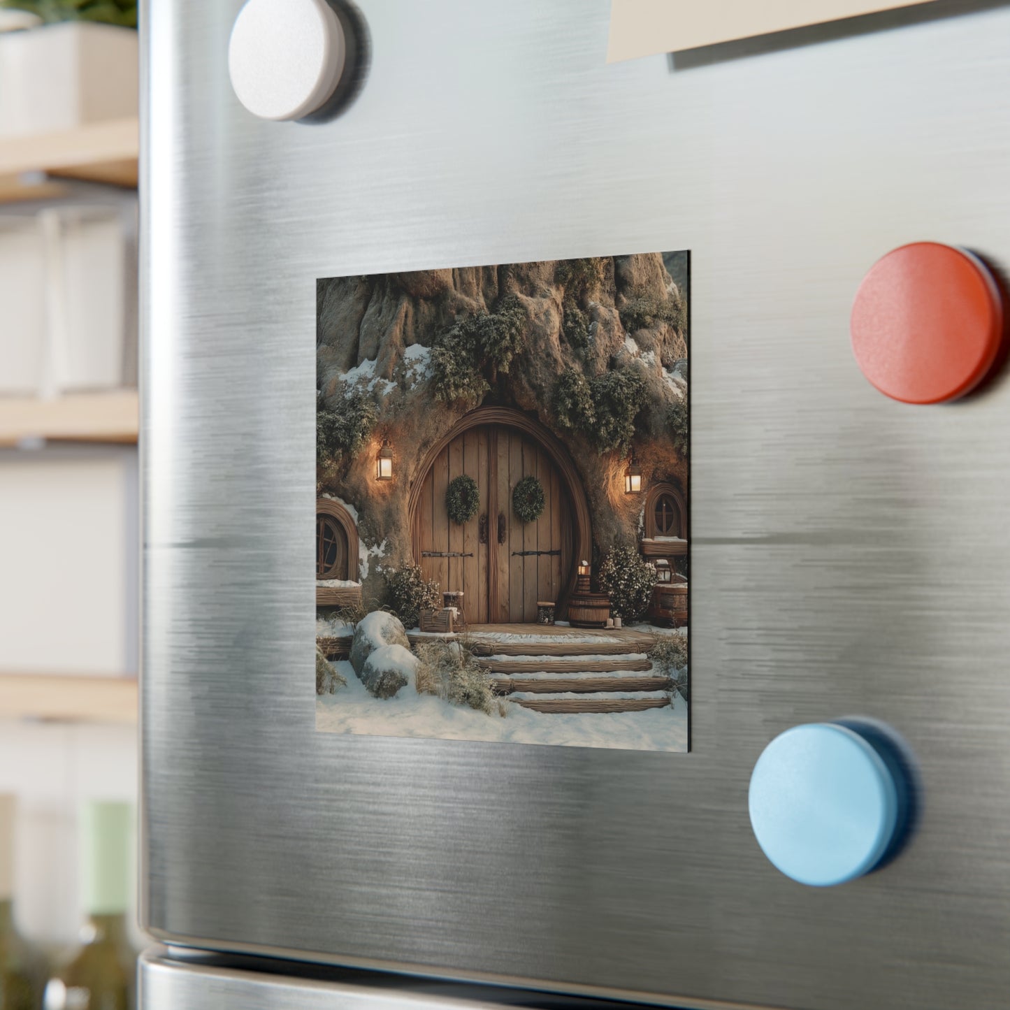 Winterwood Treehouse Magnet – Hearthlight in the Snowy Glade