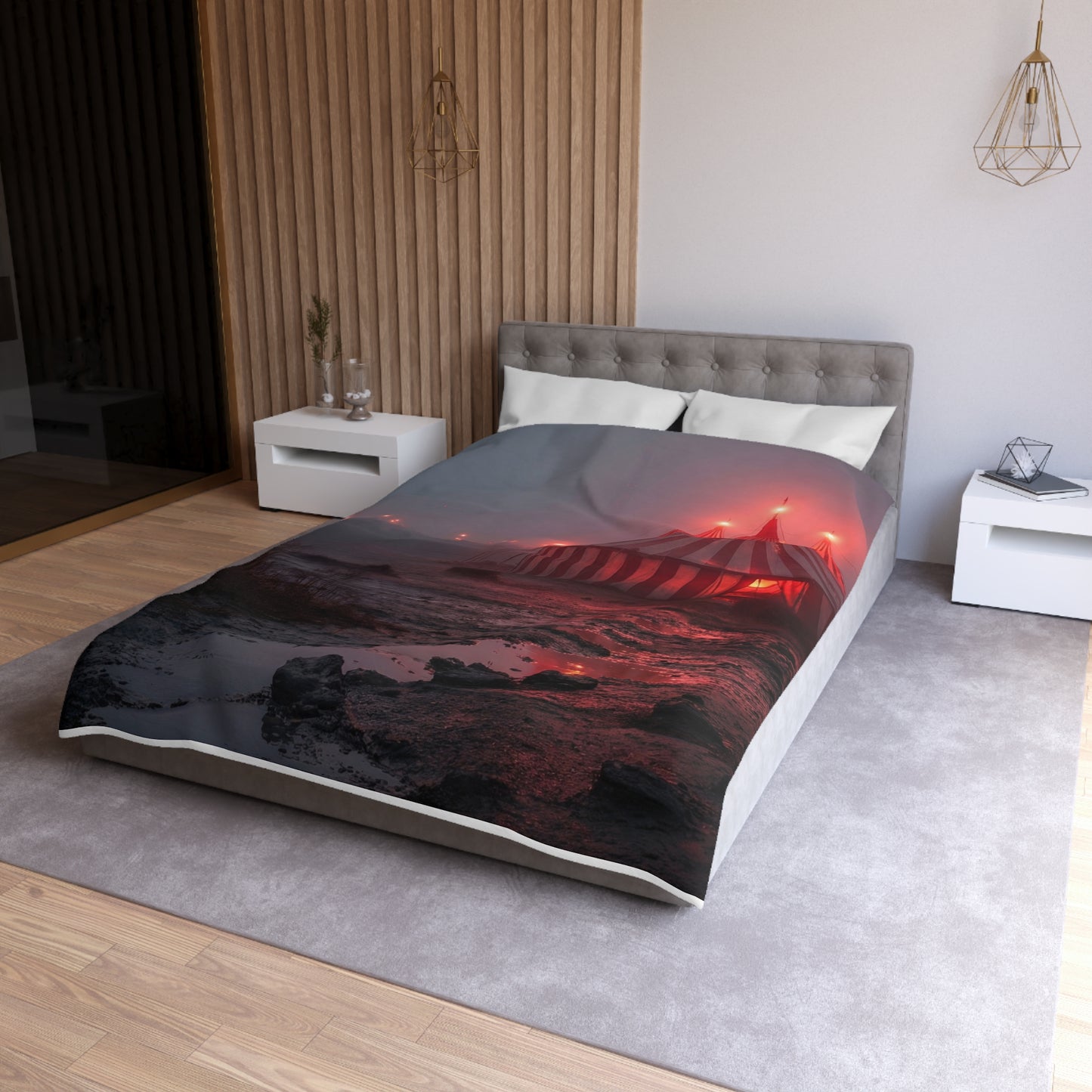 Crimson Carnival Tent Microfiber Duvet Cover – Whispers of the Fogbound Ring