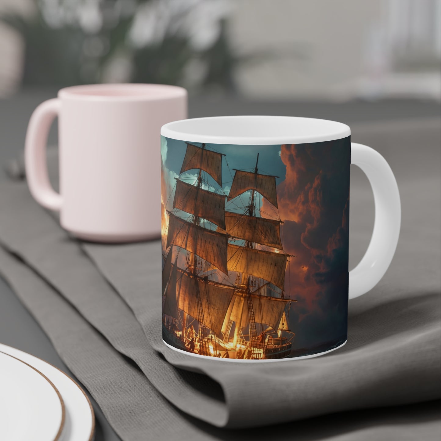 Starlit Galleon Ceramic Mugs (11oz\15oz\20oz) – Voyage Beneath the Celestial Canopy