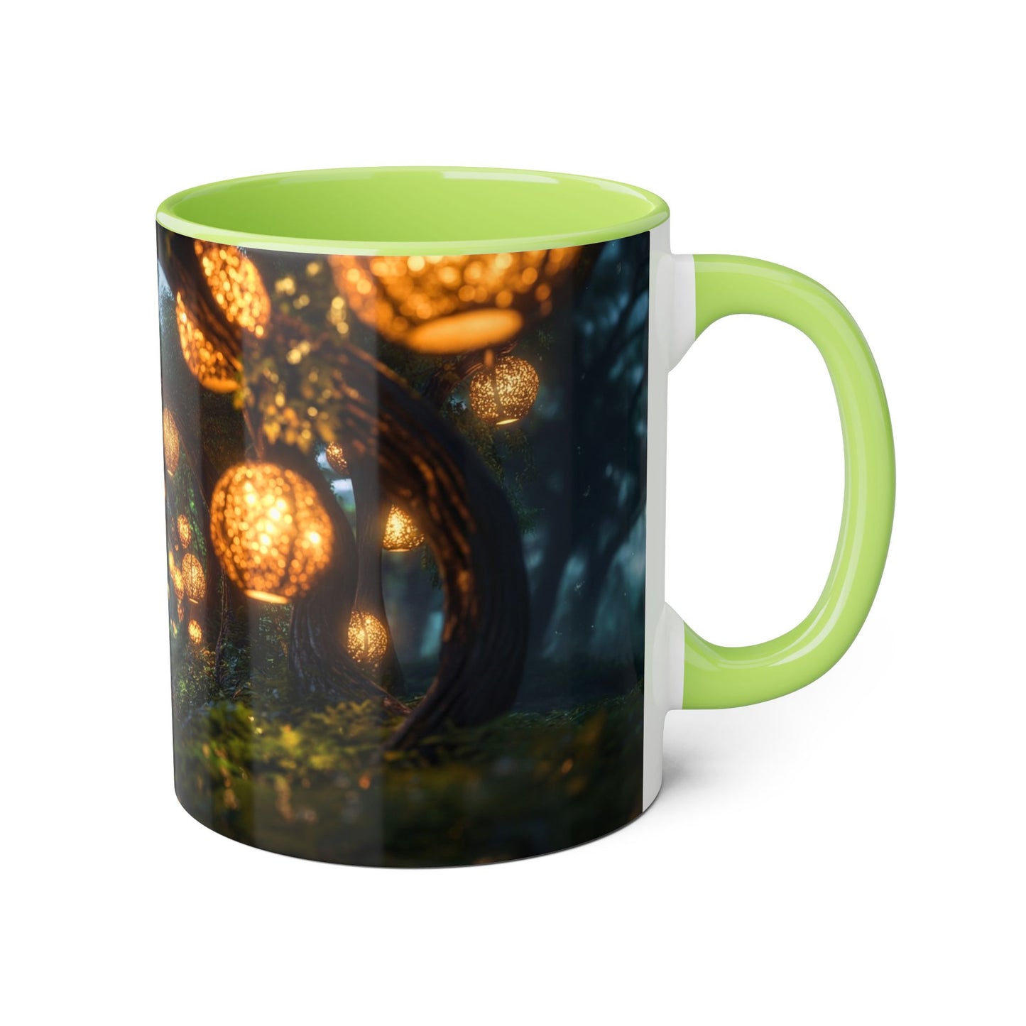 Lantern Grove Accent Mugs, 11oz – Girl Walking Through Bioluminescent Tunnel