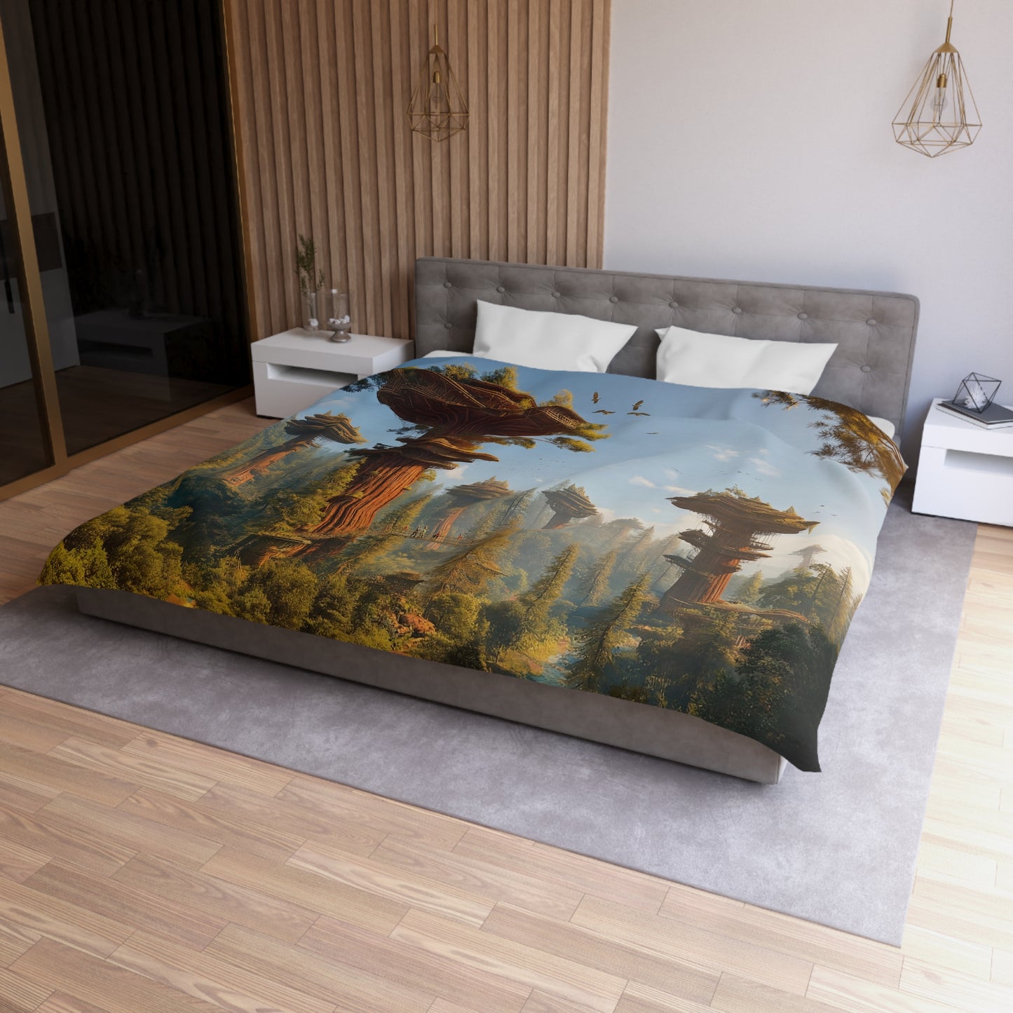 Sky-House Canopy Duvet Cover – Whispering Redwood Dreamscape