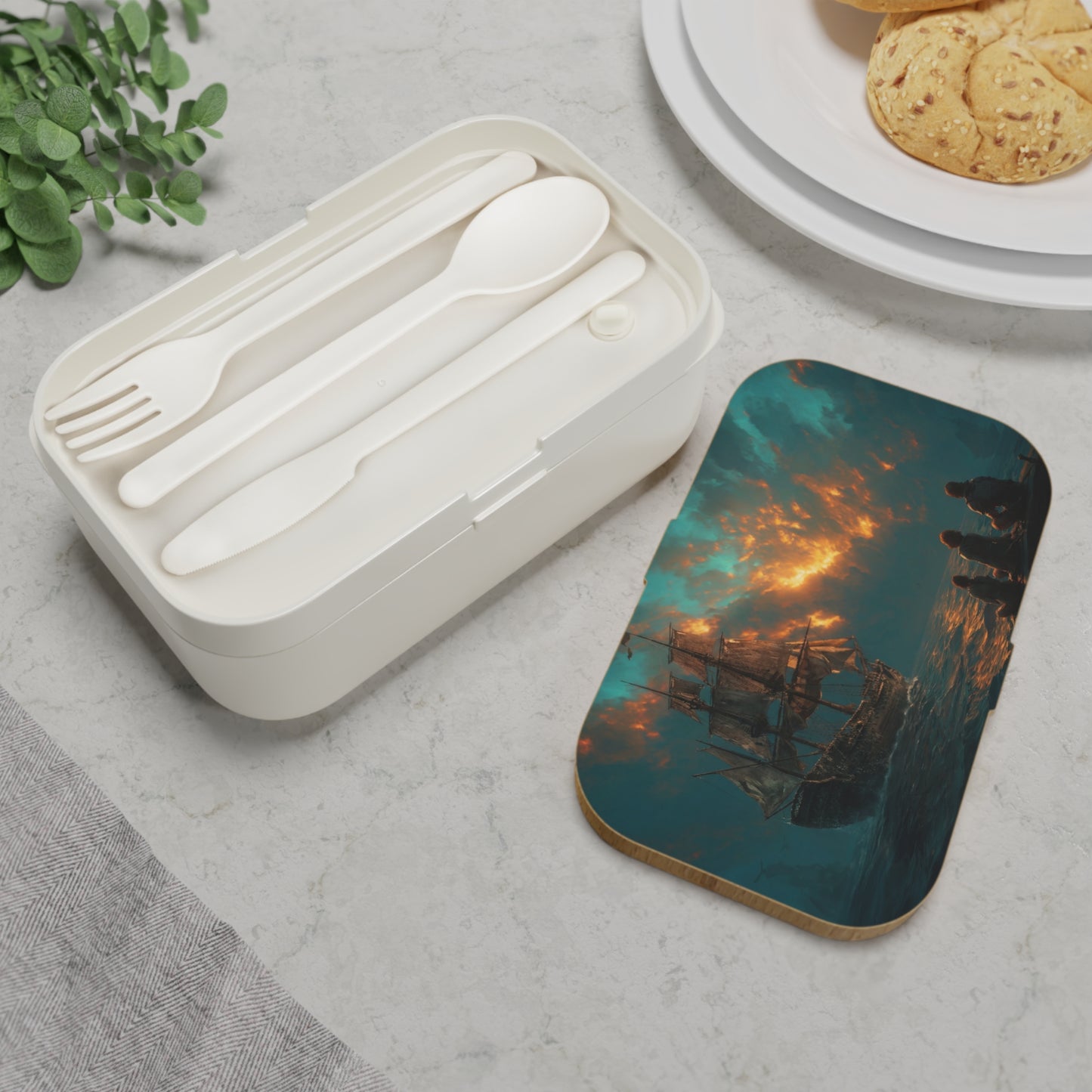 Sunset Galleon Bento Lunch Box – Farewell at the Harbor’s Edge