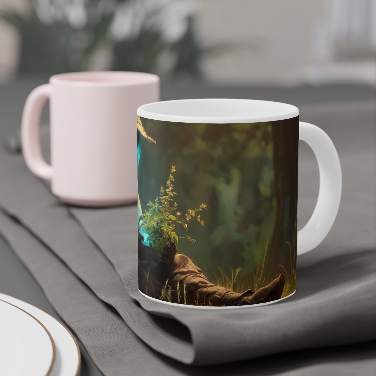 Forest Sentinel Ceramic Mugs (11oz\15oz\20oz) – Glimmering Guardian in Sunlit Grove
